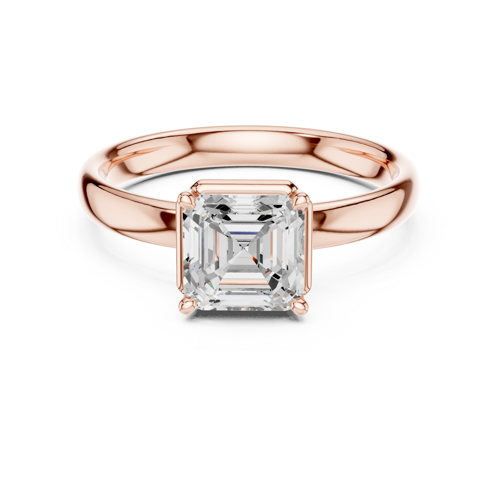  Rose Gold Aurora Grace Solitaire Ring Front View