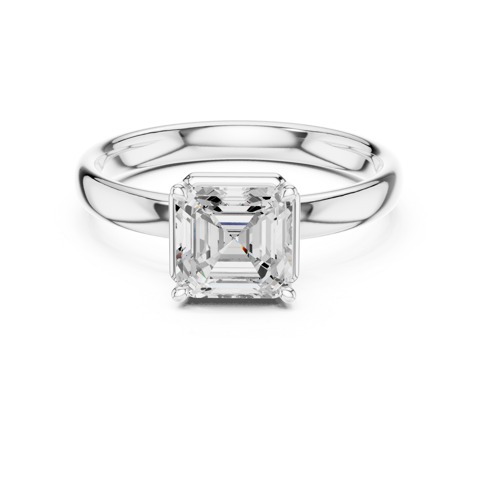  White Gold Aurora Grace Solitaire Ring Front View