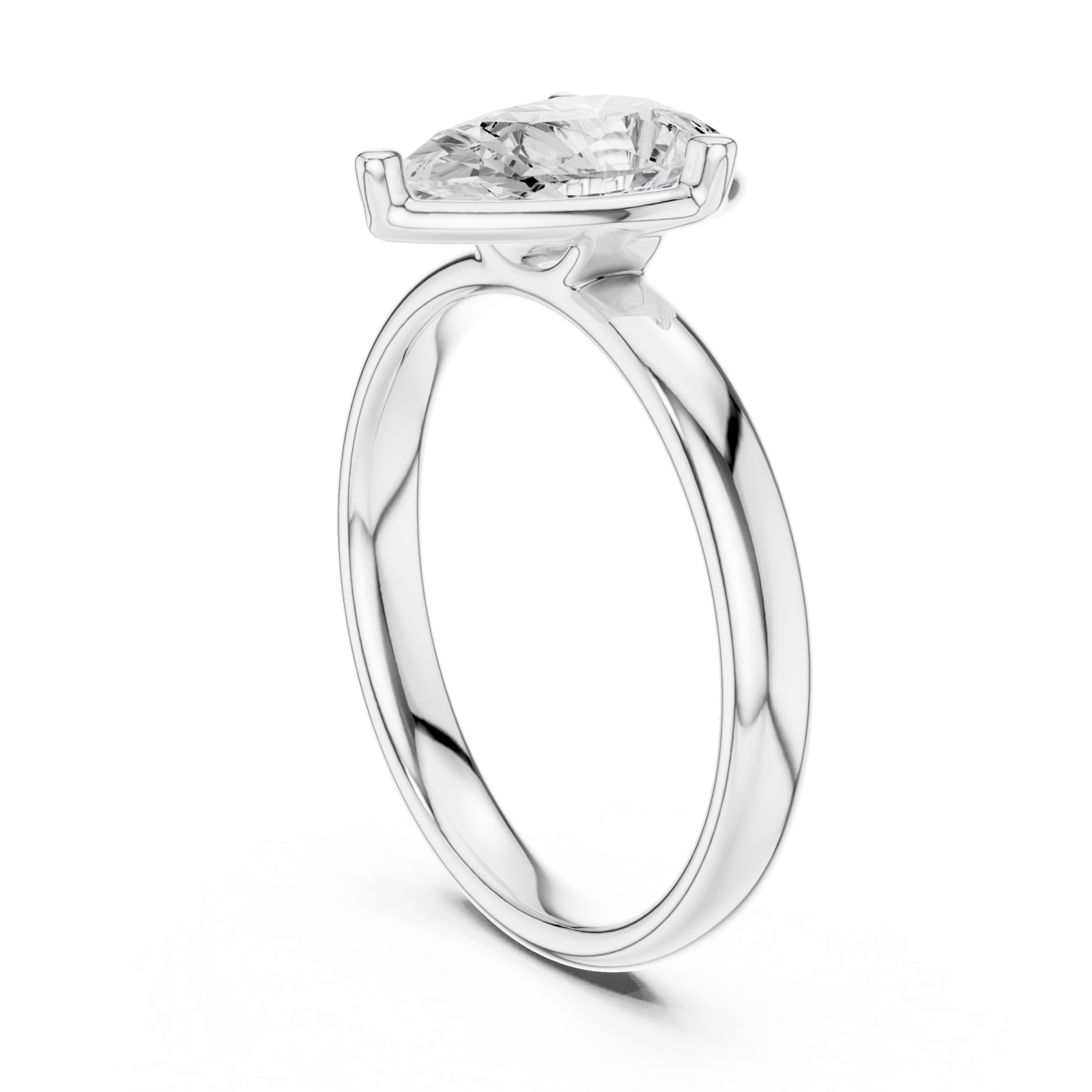  White Gold Harmony Point Classic Promise Ring Left View