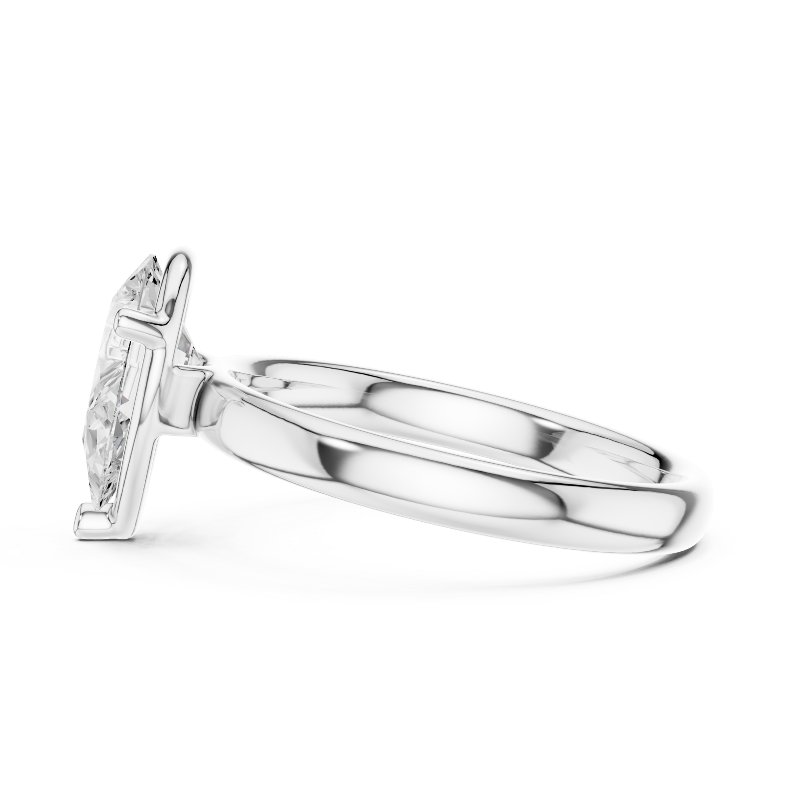  White Gold Harmony Point Classic Promise Ring Side View