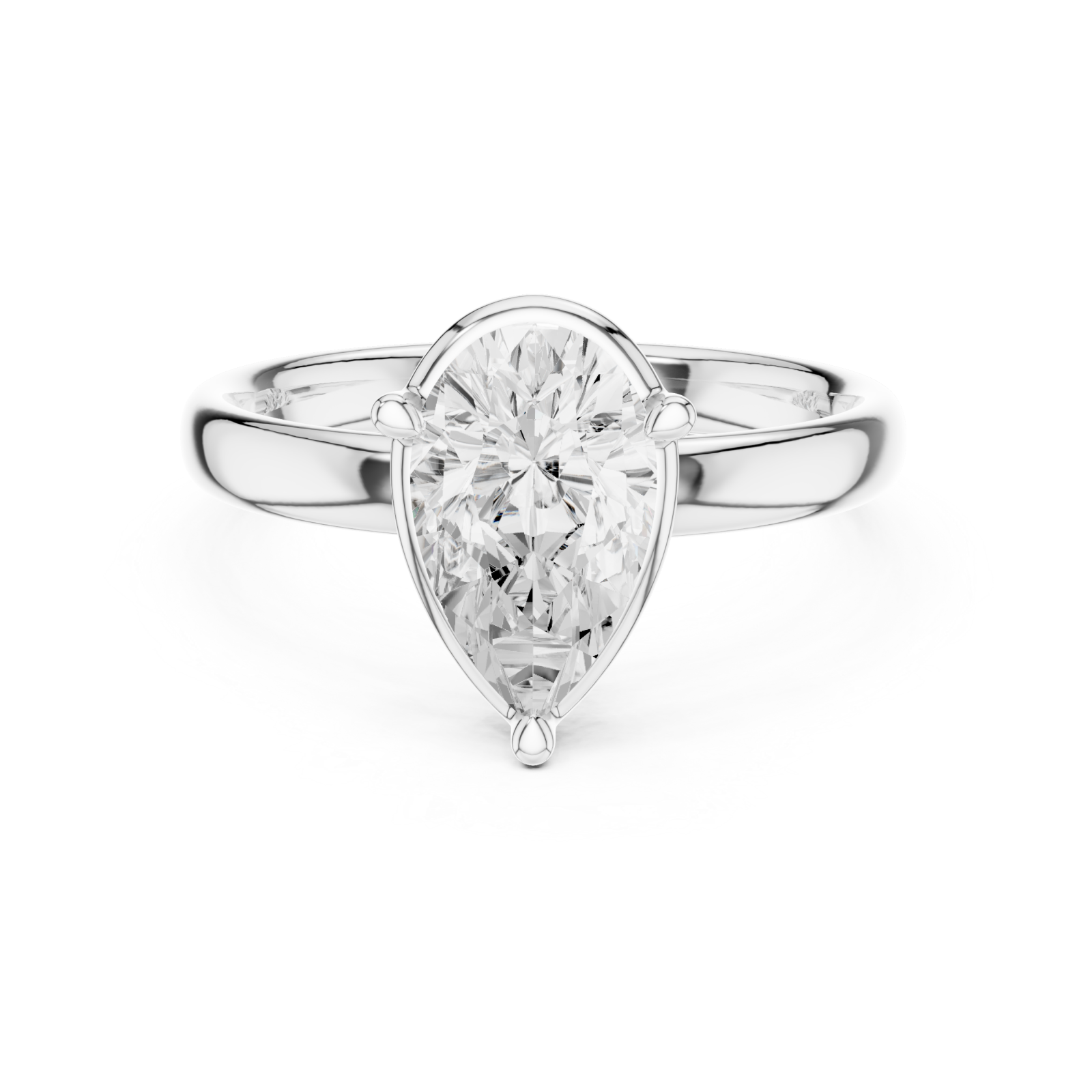  White Gold Harmony Point Classic Promise Ring Front View