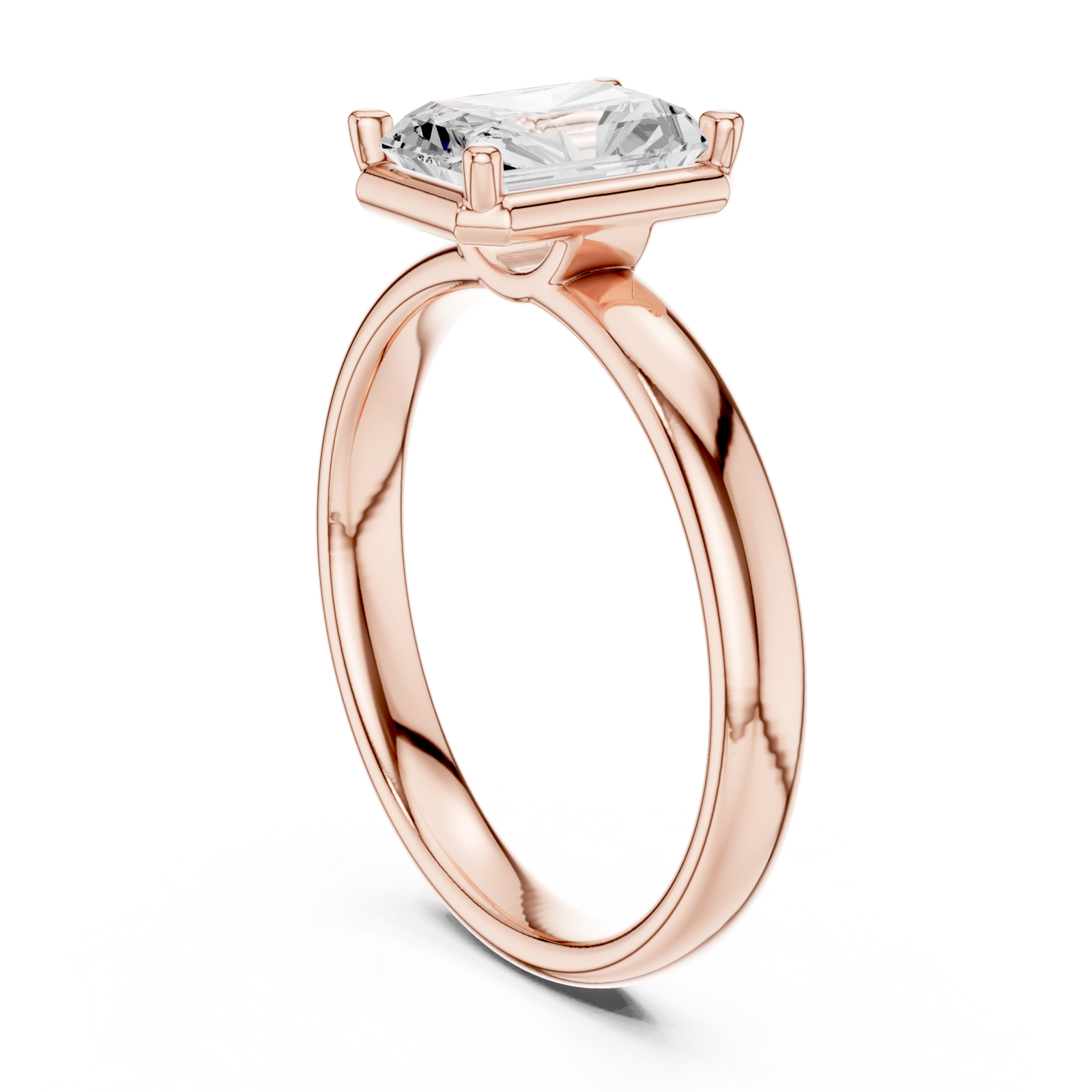  Rose Gold Radiant Prism Classic Solitaire Ring Left View