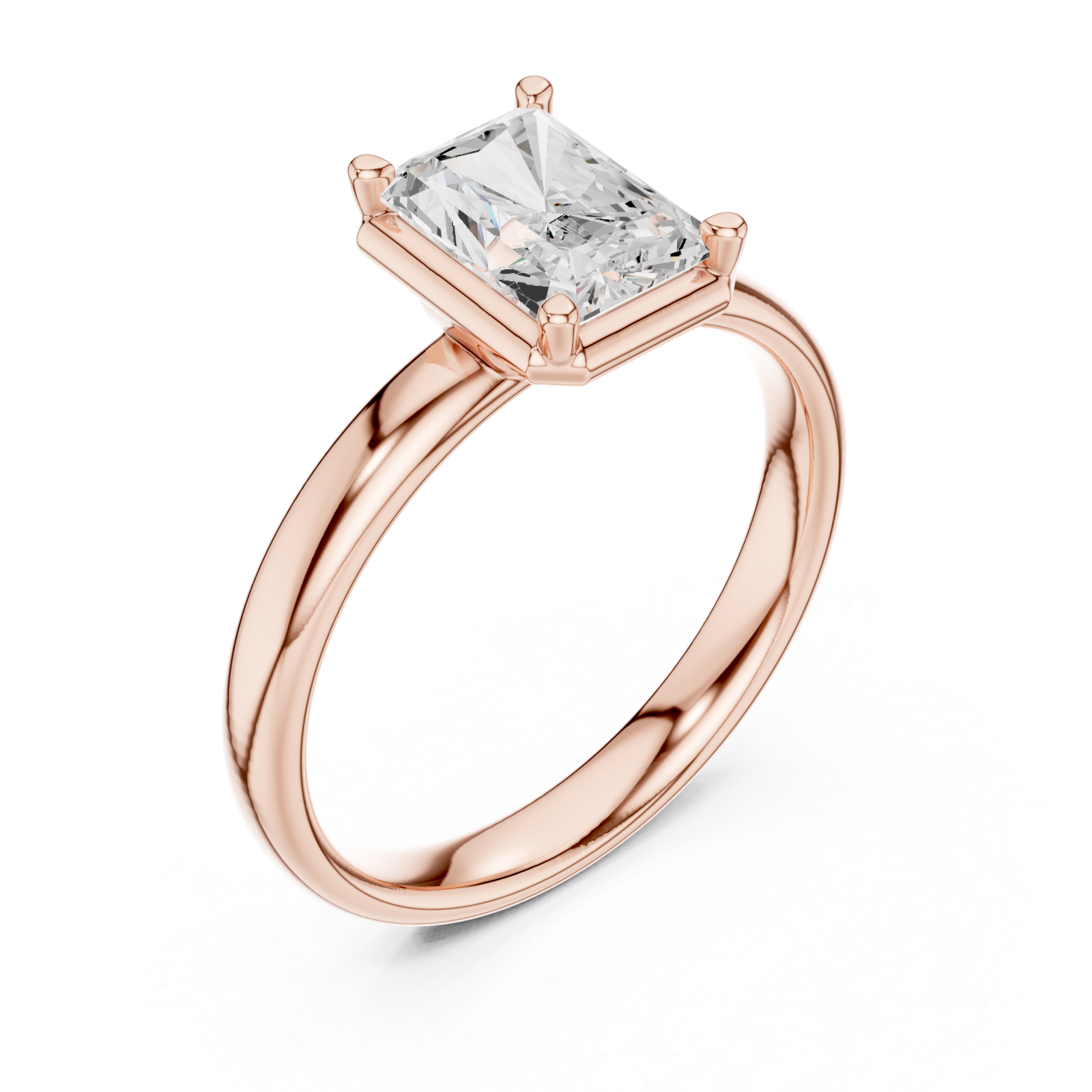  Rose Gold Radiant Prism Classic Solitaire Ring Right View