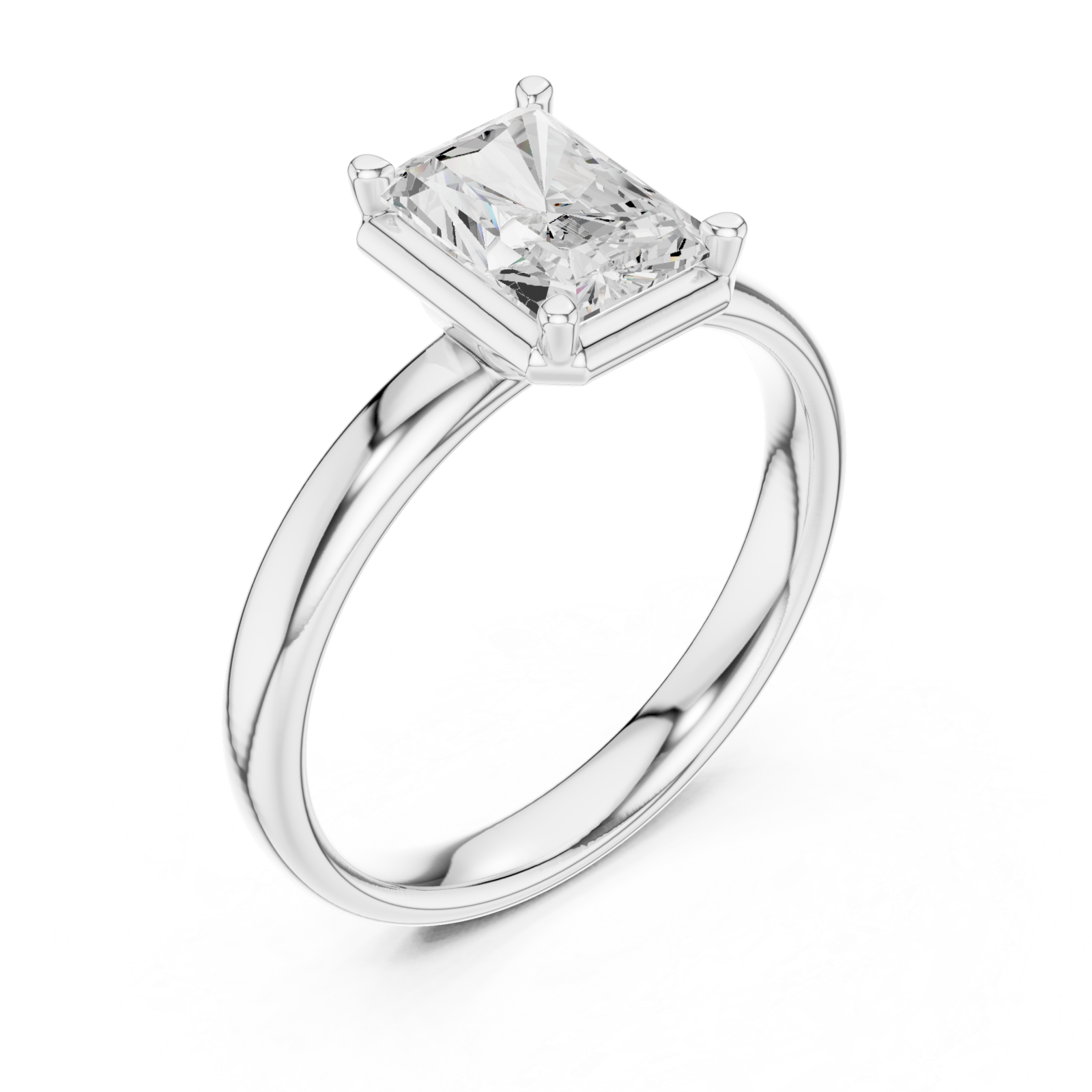  White Gold Radiant Prism Classic Solitaire Ring Right View
