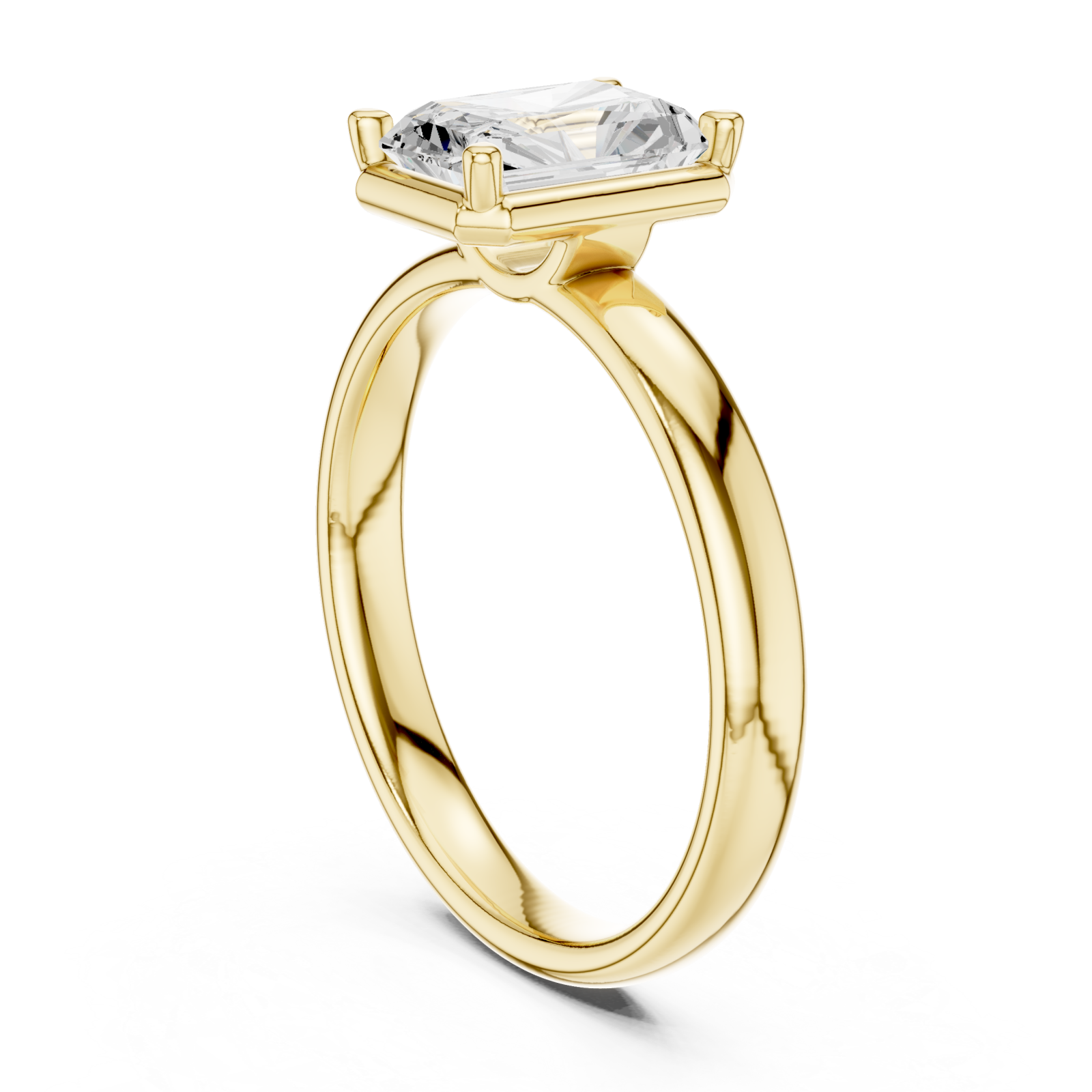  Gold Radiant Prism Classic Solitaire Ring Left View