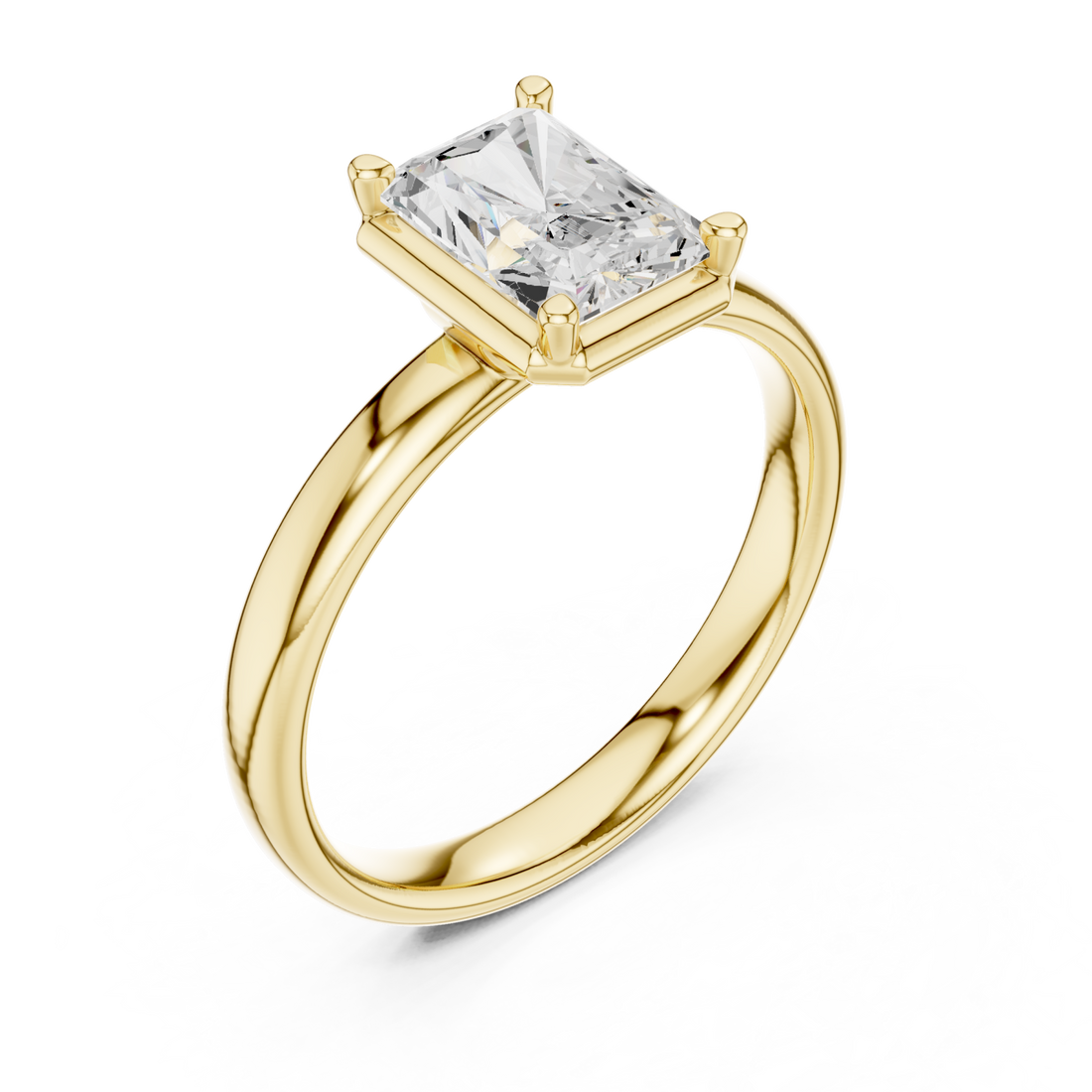 Gold Radiant Prism Classic Solitaire Ring Right View