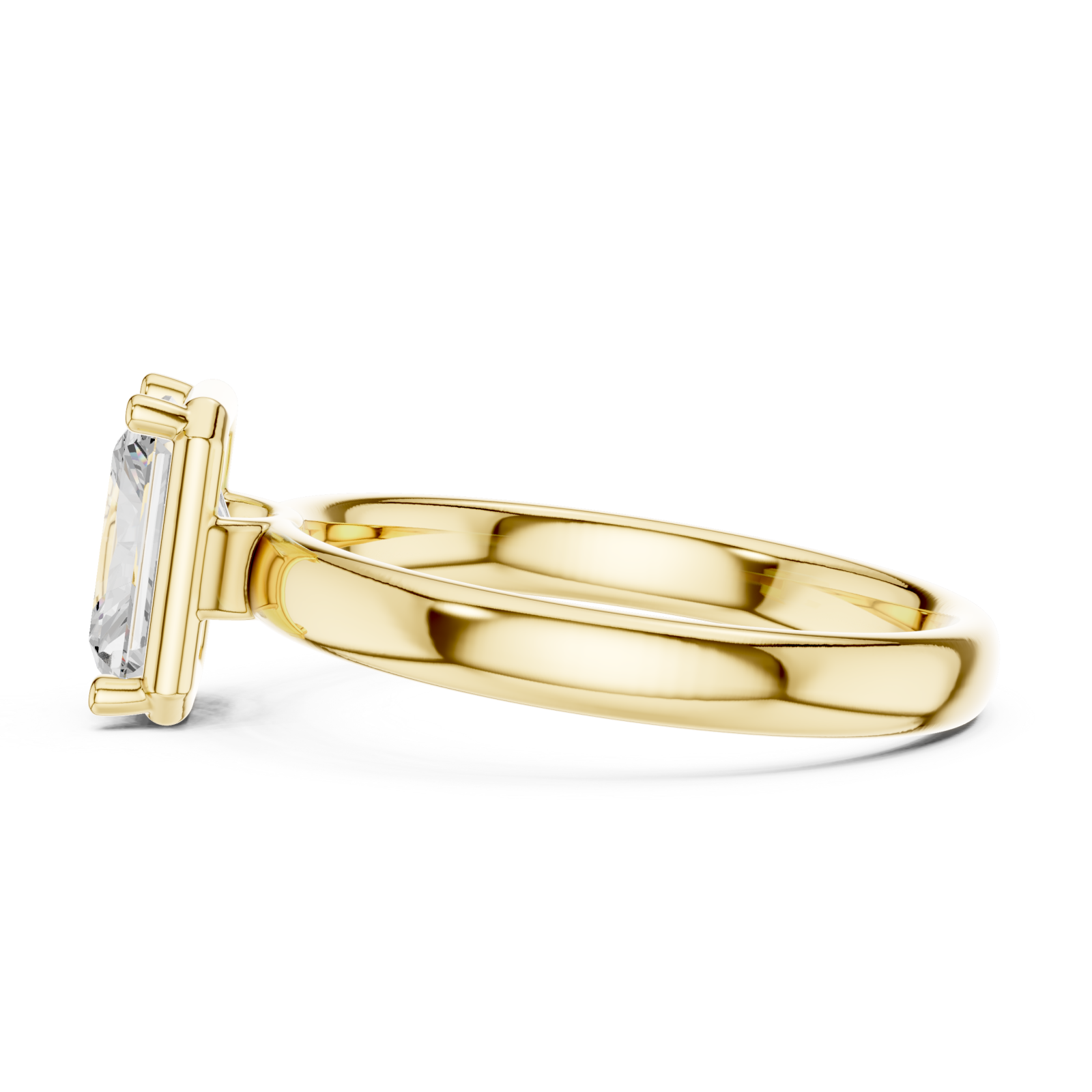  Gold Radiant Prism Classic Solitaire Ring Side View