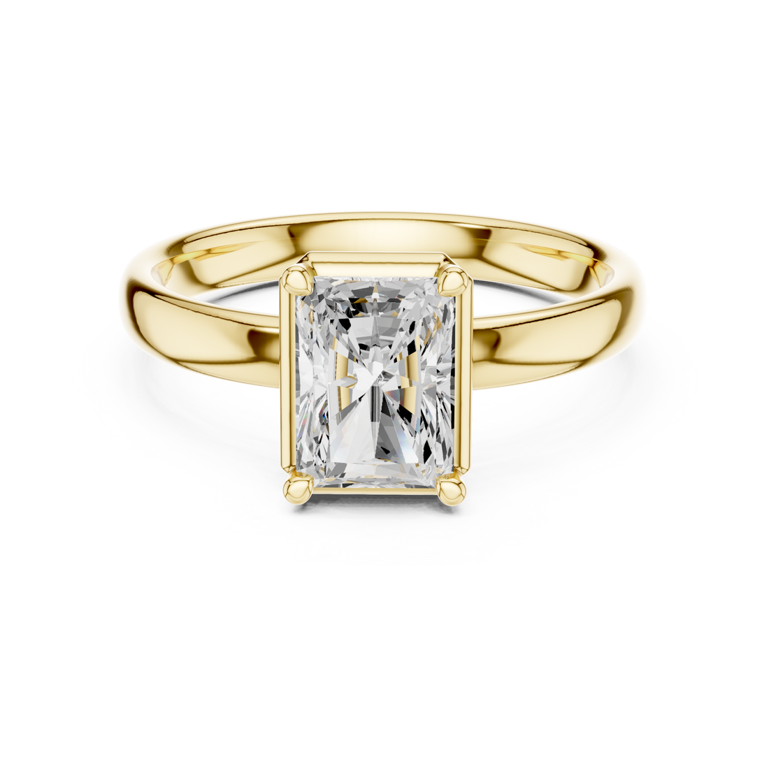 Gold Radiant Prism Classic Solitaire Ring Right View