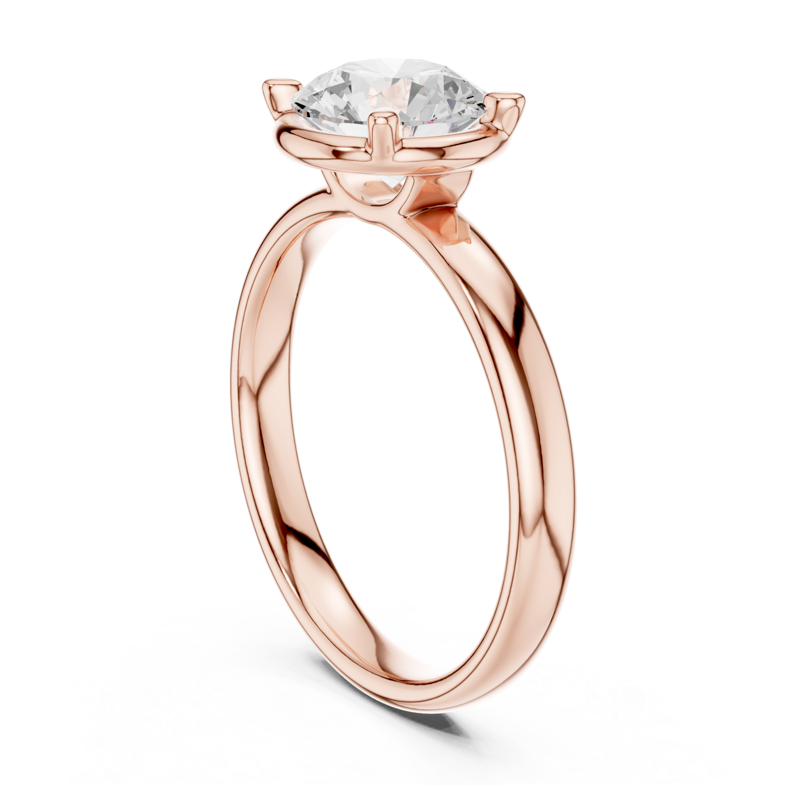  Rose Gold Serene Allure Crowned Solitaire Ring Left View