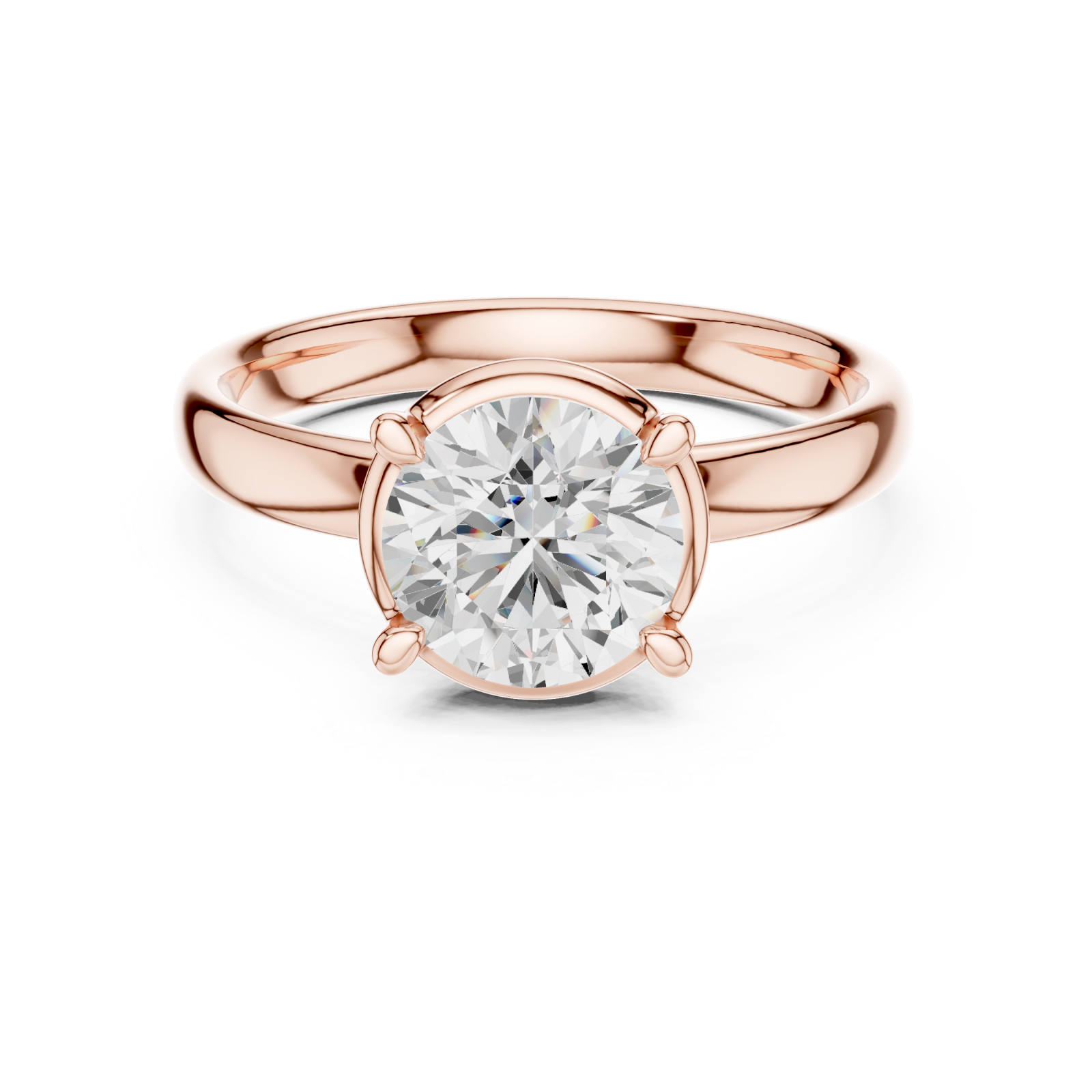  Rose Gold Serene Allure Crowned Solitaire Ring Front View