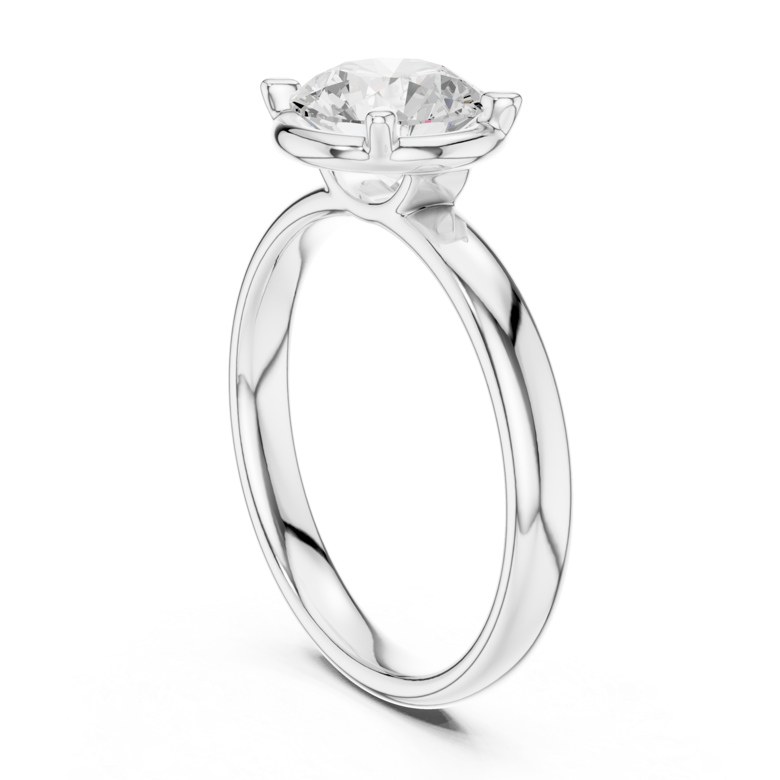  White Gold Serene Allure Crowned Solitaire Ring Left View