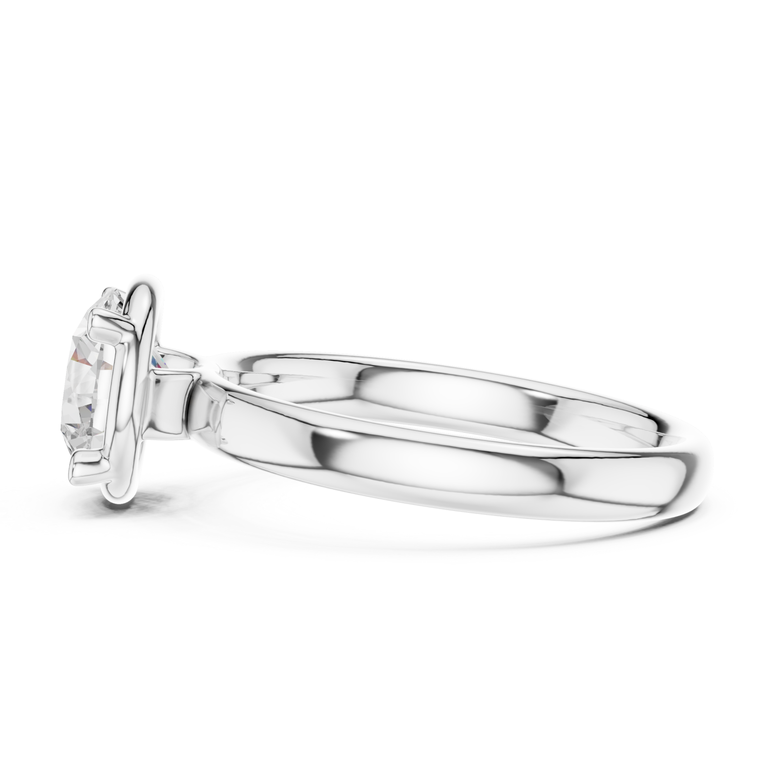 White Gold Serene Allure Crowned Solitaire Ring Side View