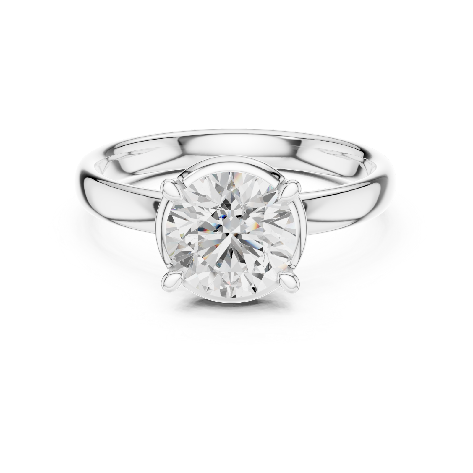  White Gold Serene Allure Crowned Solitaire Ring Front View