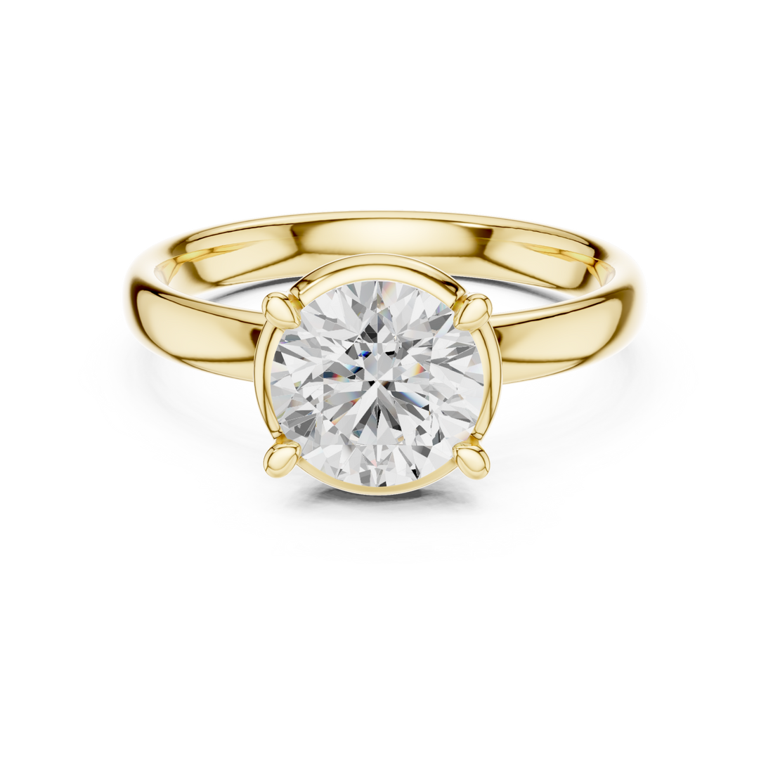 Gold Serene Allure Crowned Solitaire Ring Right View