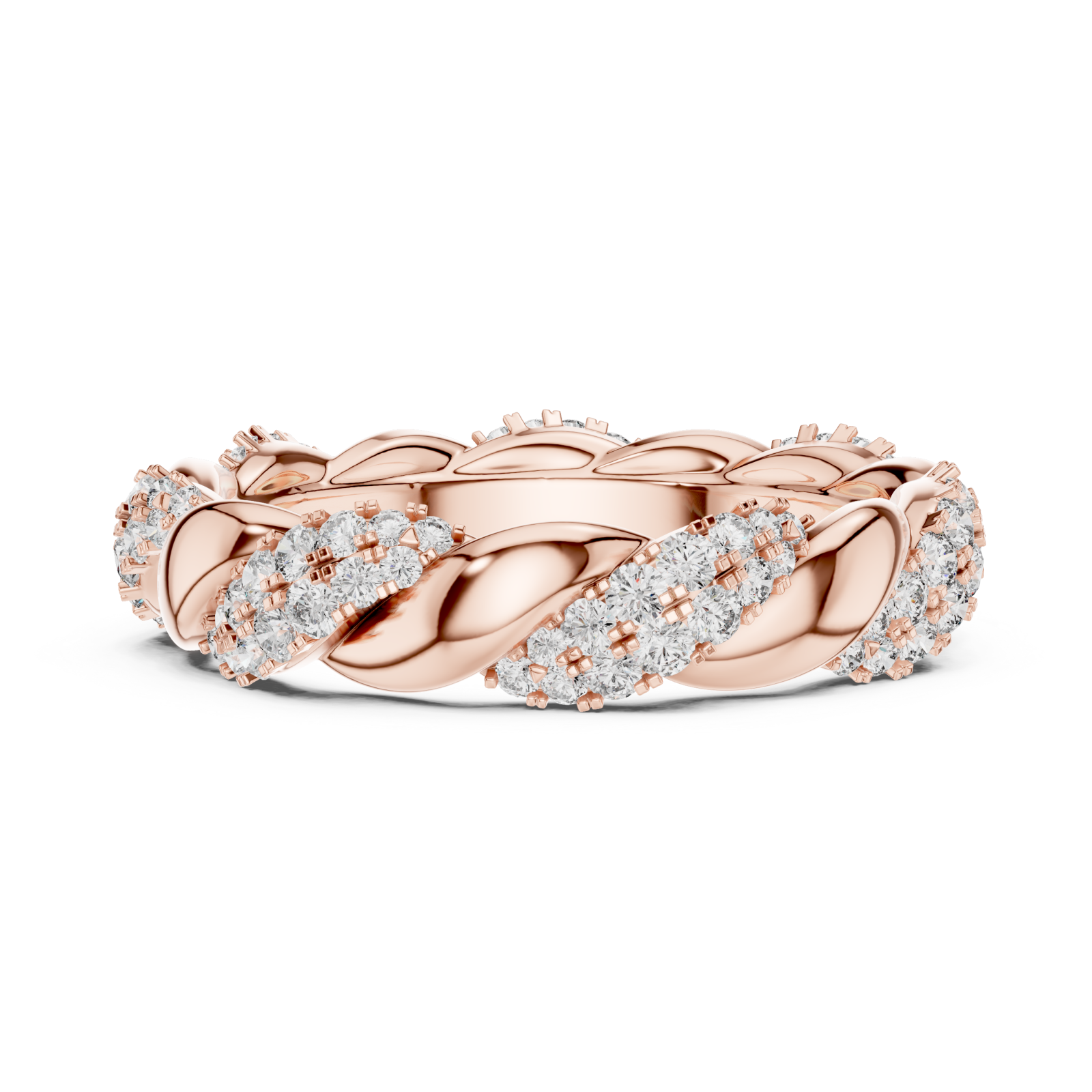  Rose Gold Twist Radiance Band Ring Side View