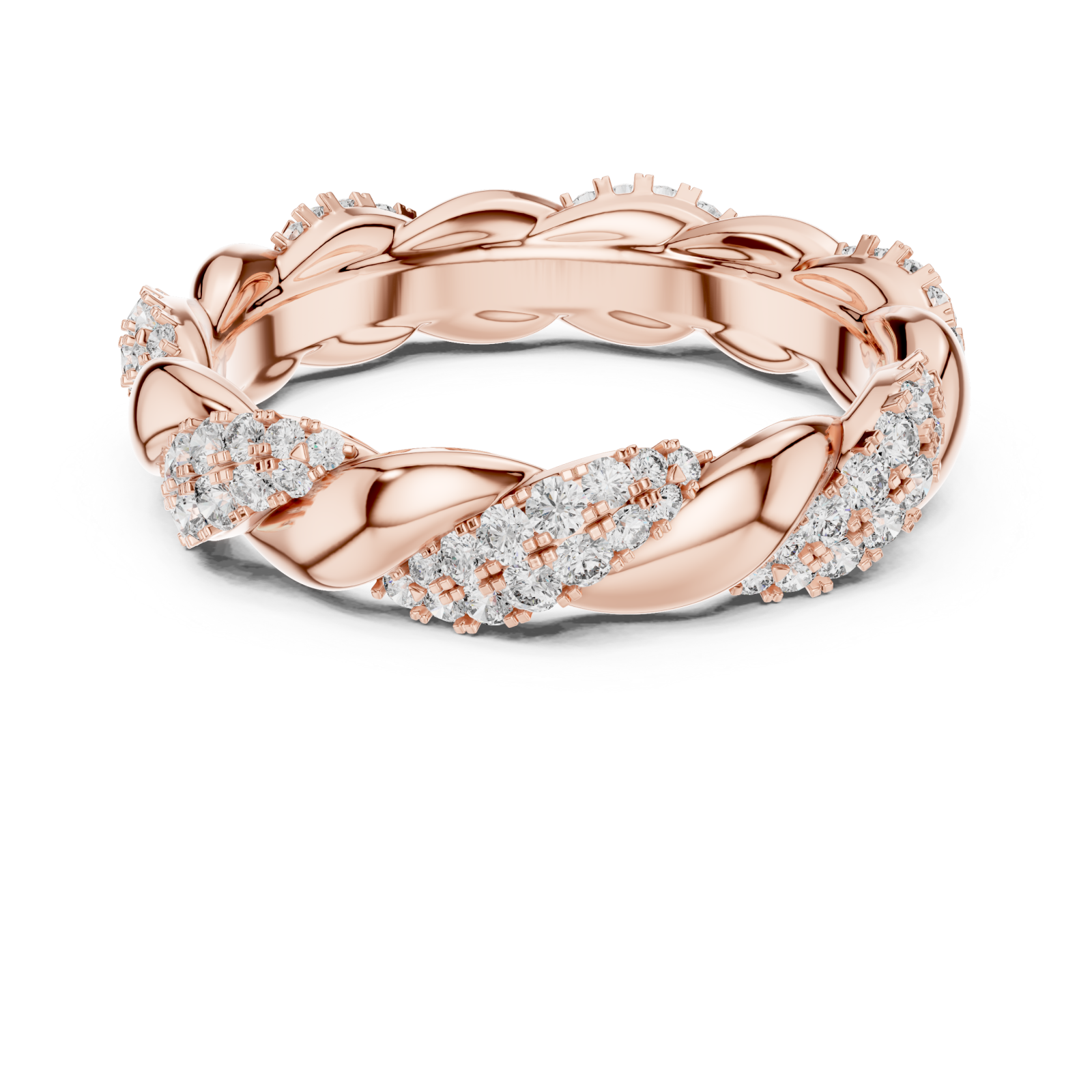  Rose Gold Twist Radiance Band Ring Front View