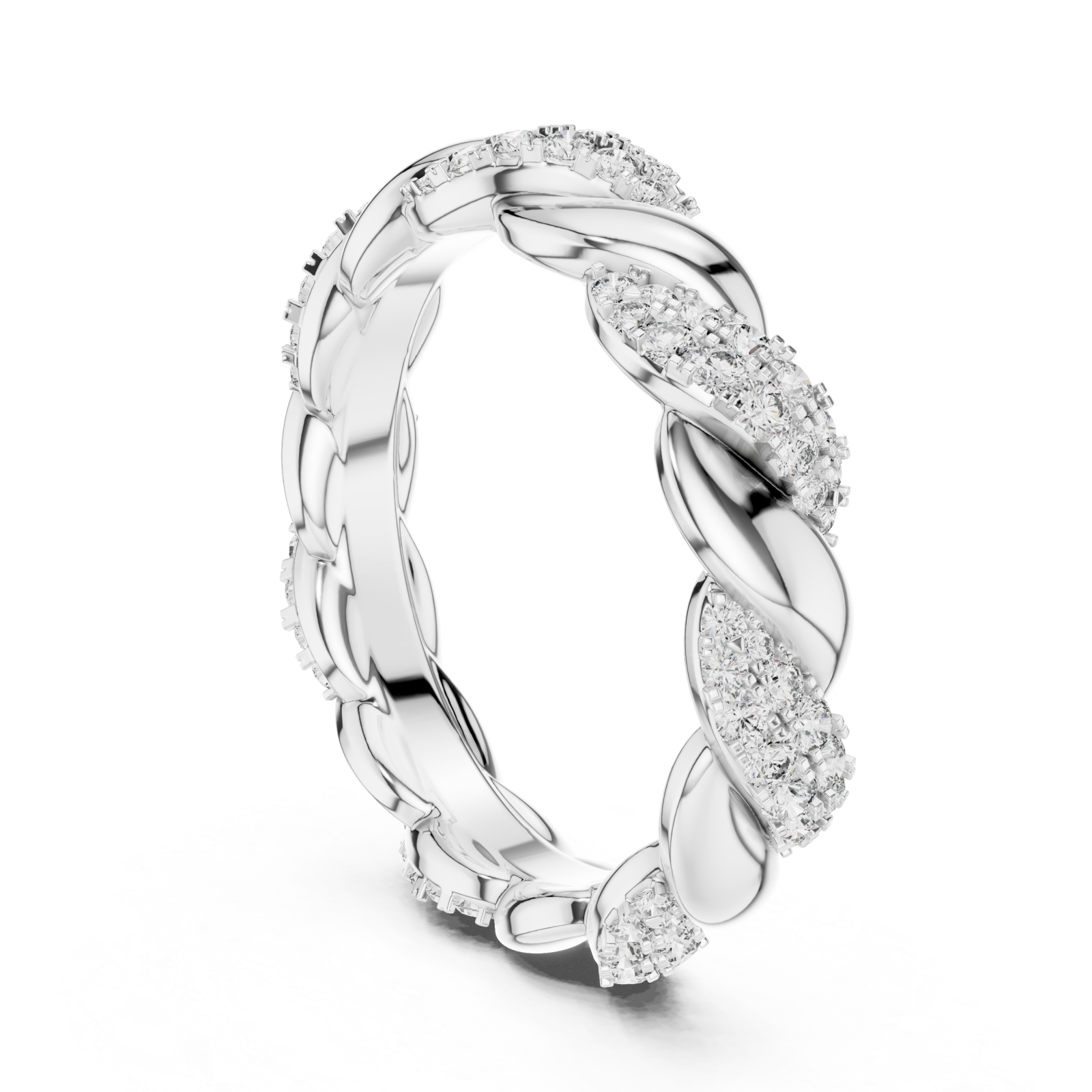  White Gold Twist Radiance Band Ring Left View