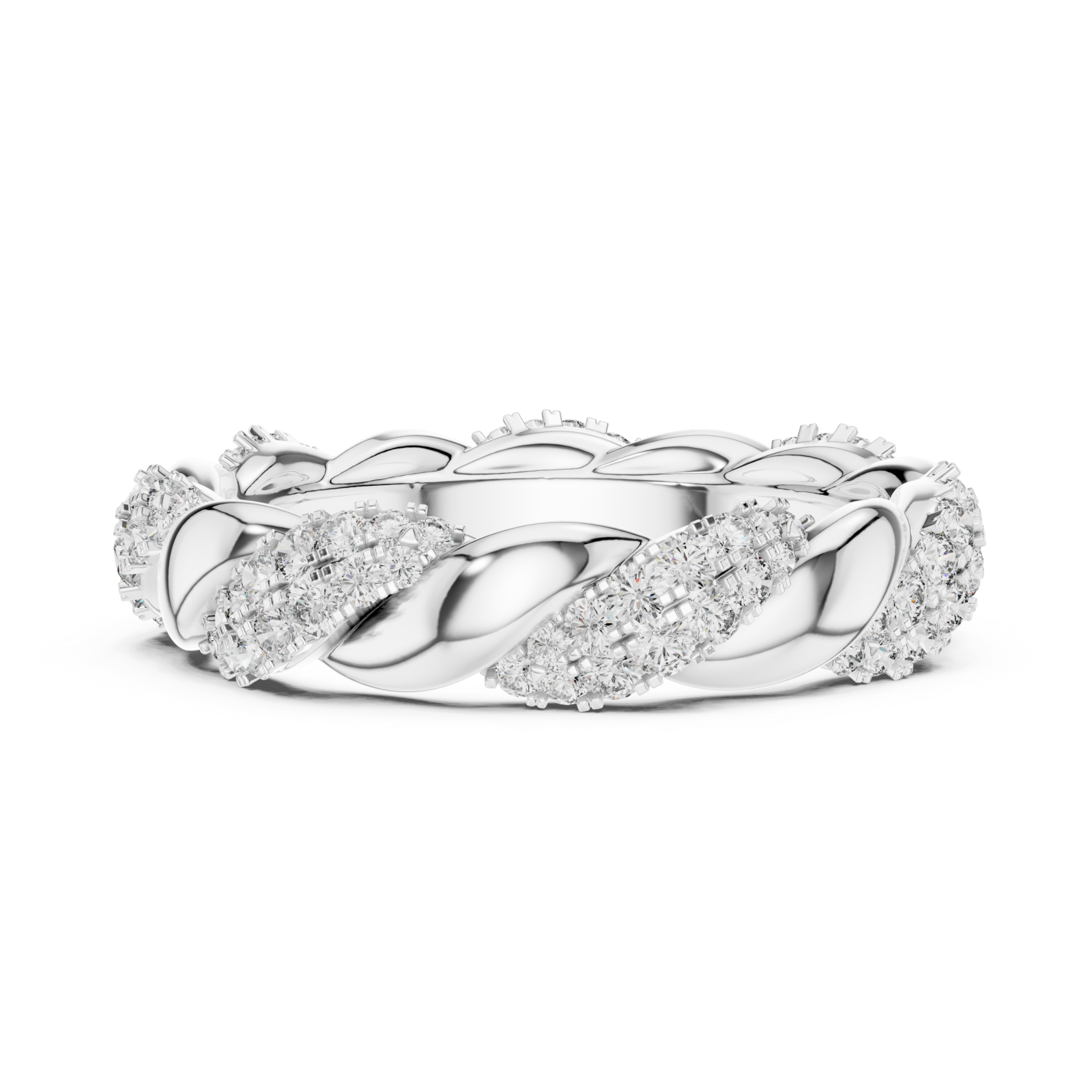  White Gold Twist Radiance Band Ring Side View