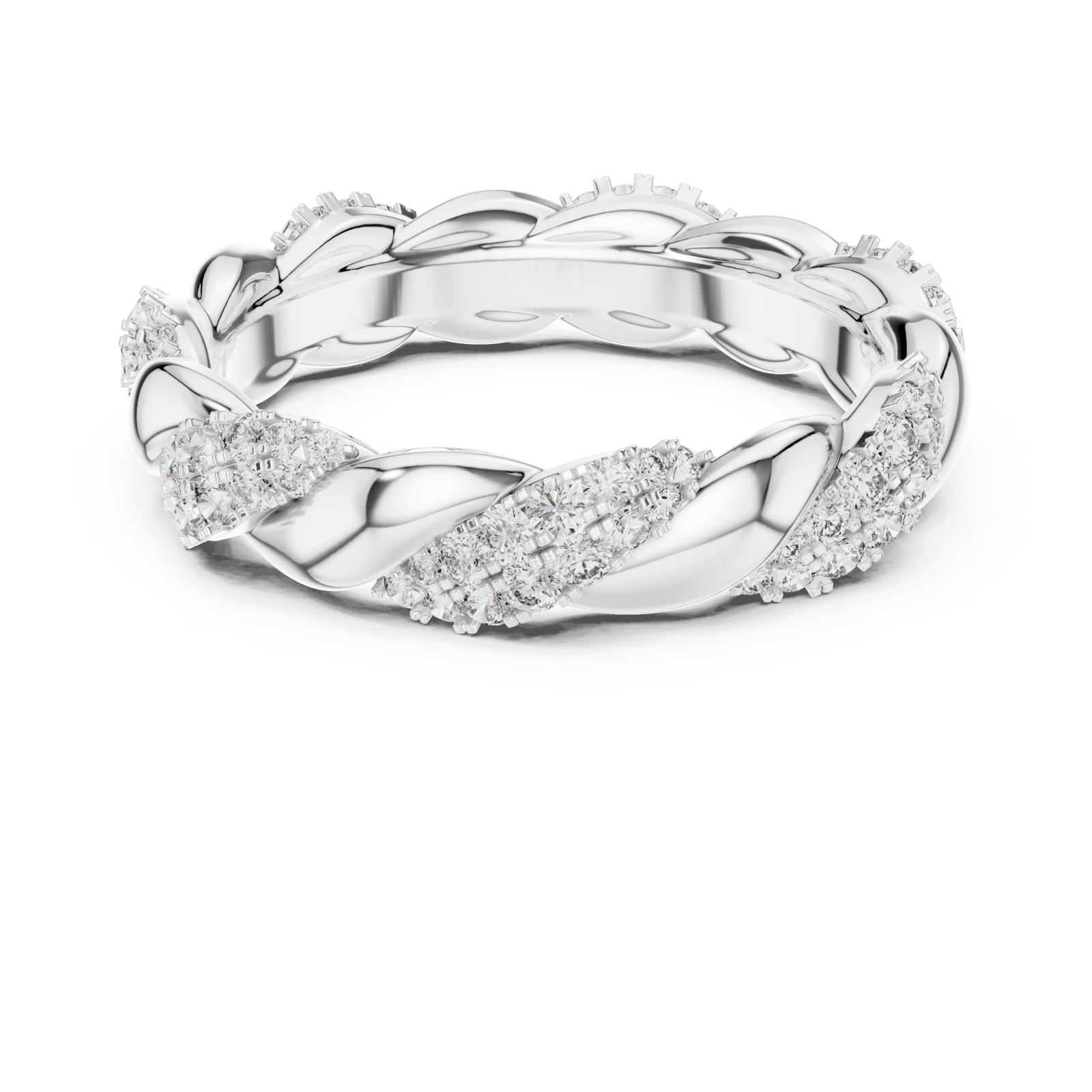  White Gold Twist Radiance Band Ring Front View