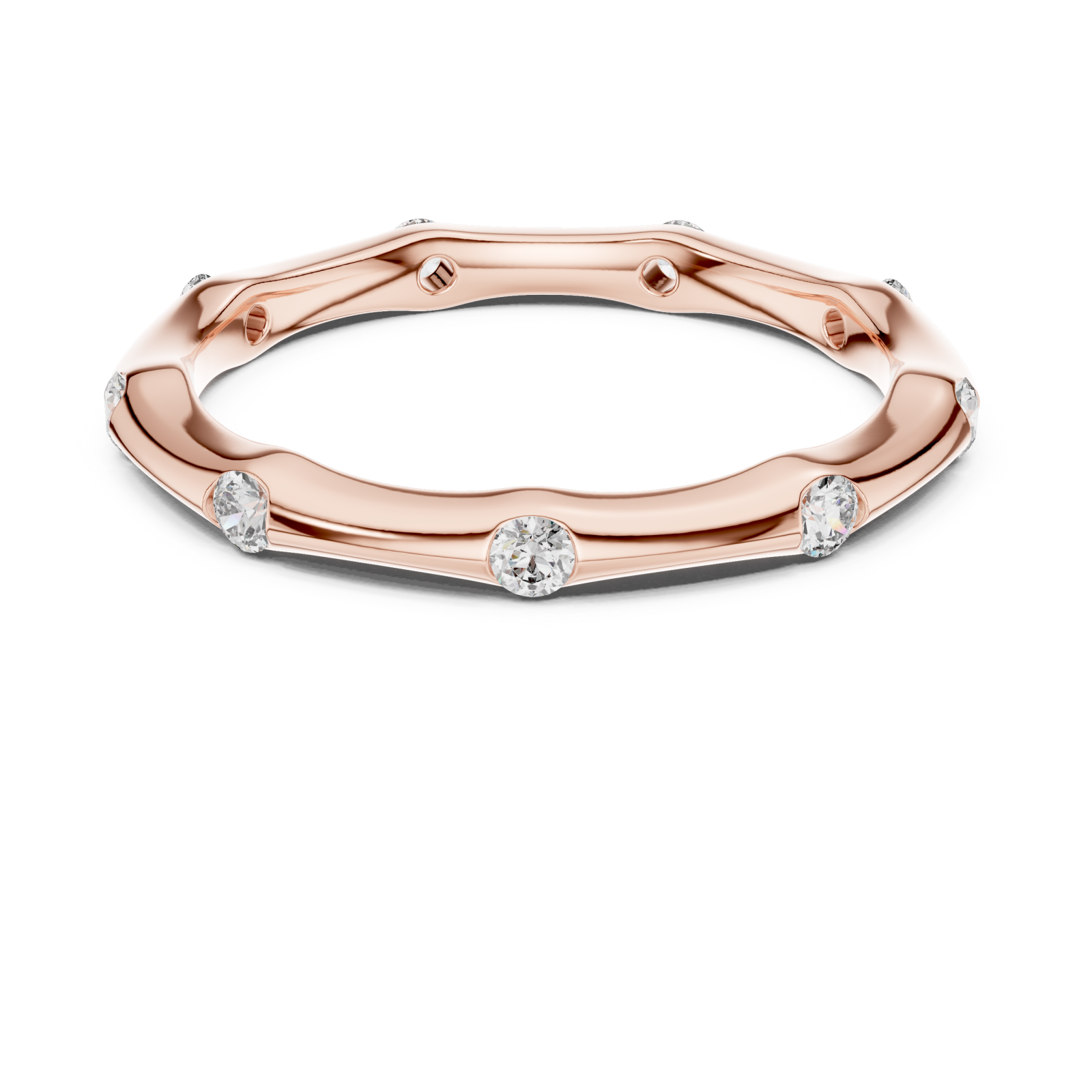  Rose Gold Starlit Whisper Minimal Ring Front View