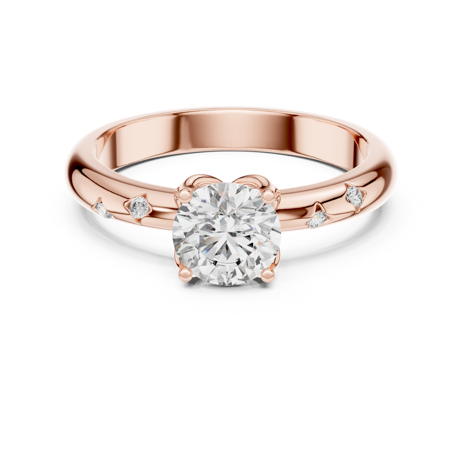  Rose Gold Serene Whisper Classic Anniversary Ring Front View