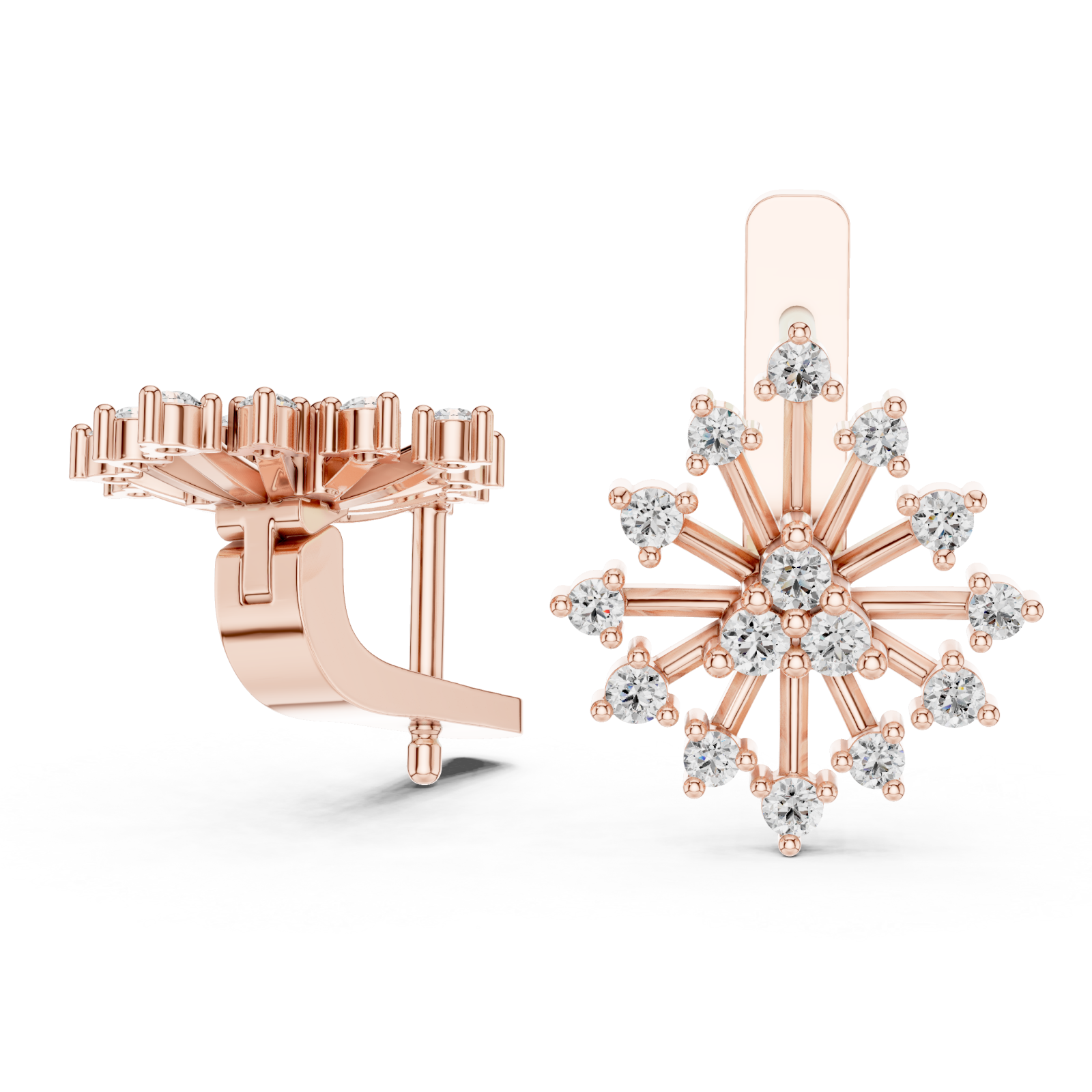  Rose Gold Luminous Starburst Elegant Earrings Left View