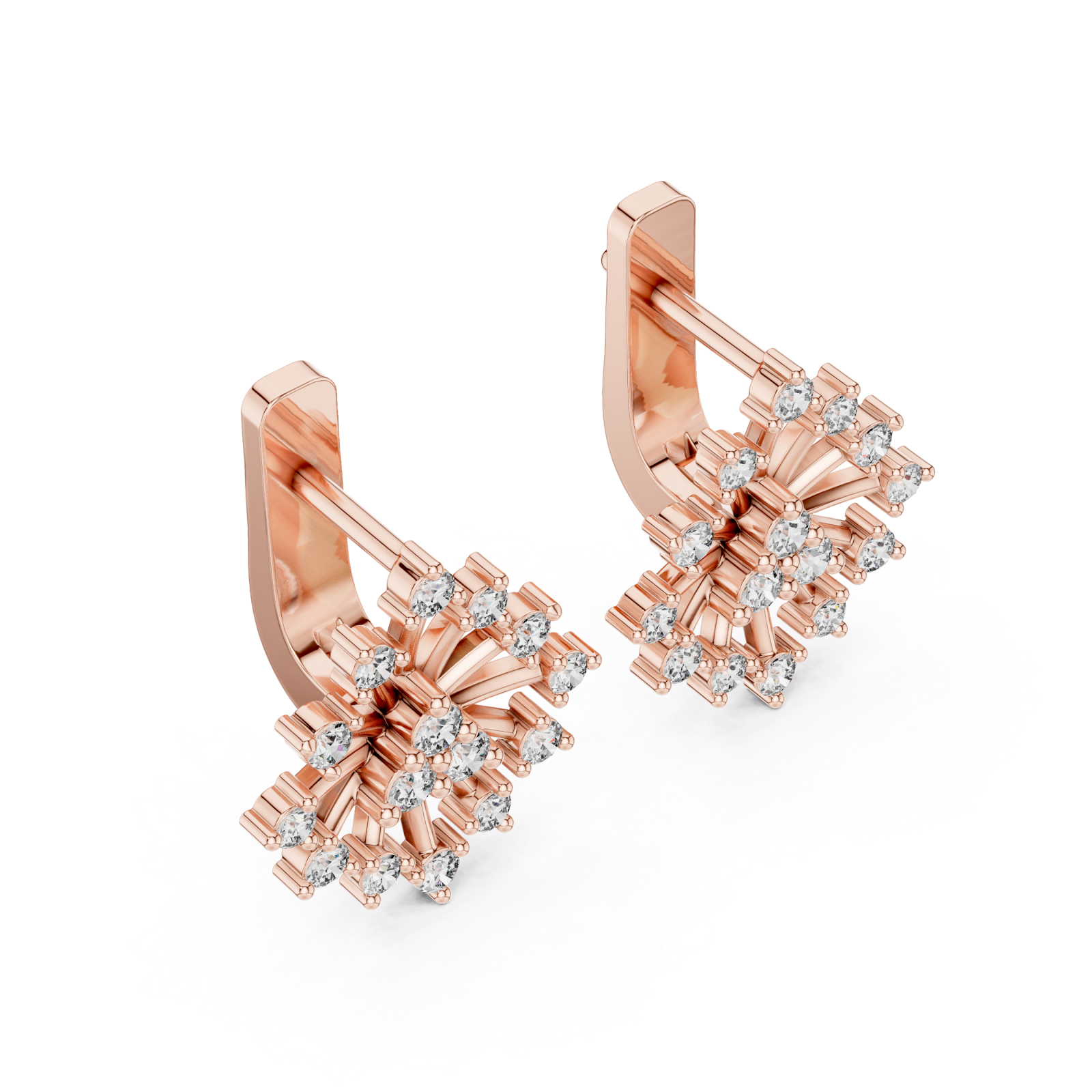  Rose Gold Luminous Starburst Elegant Earrings Right View