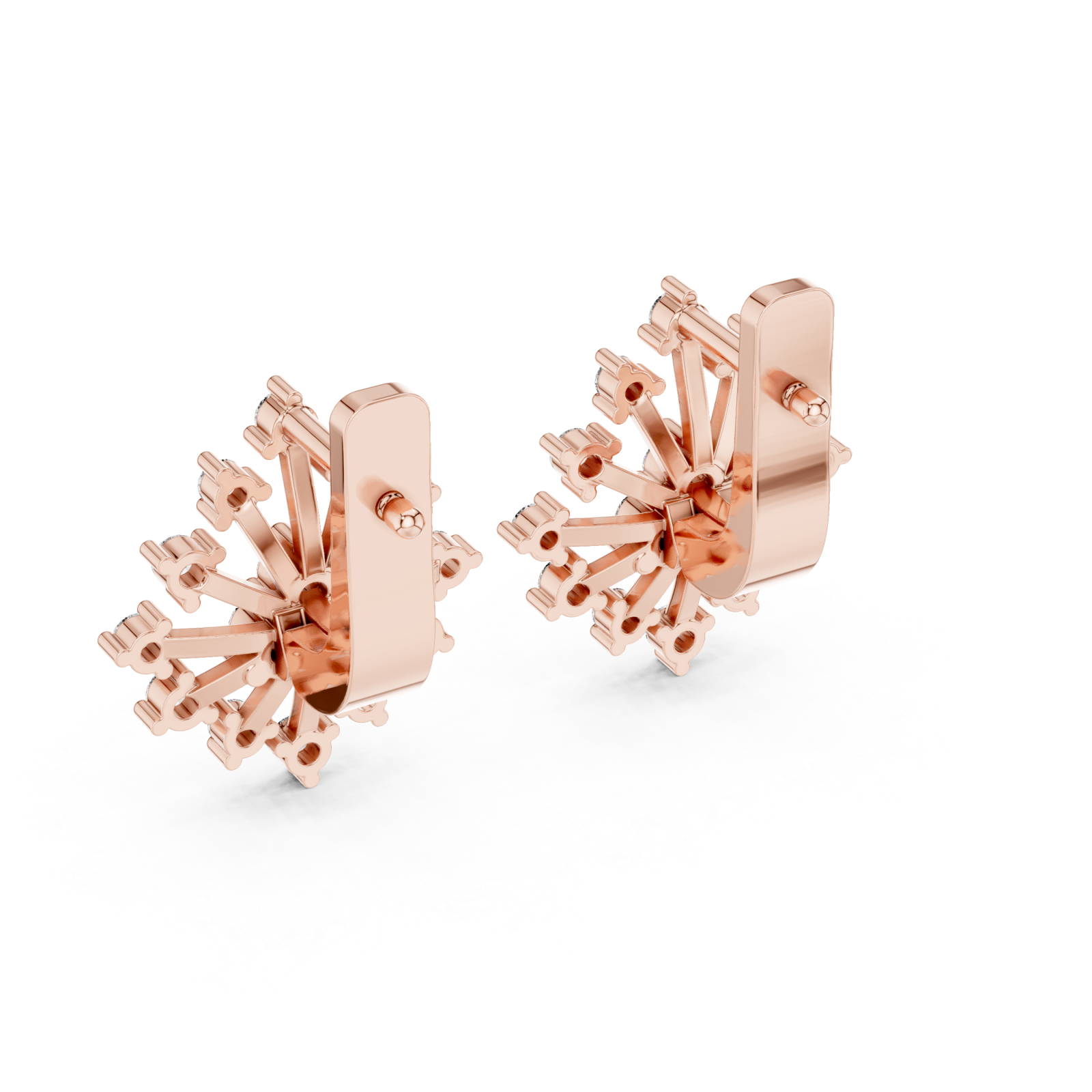  Rose Gold Luminous Starburst Elegant Earrings Side View