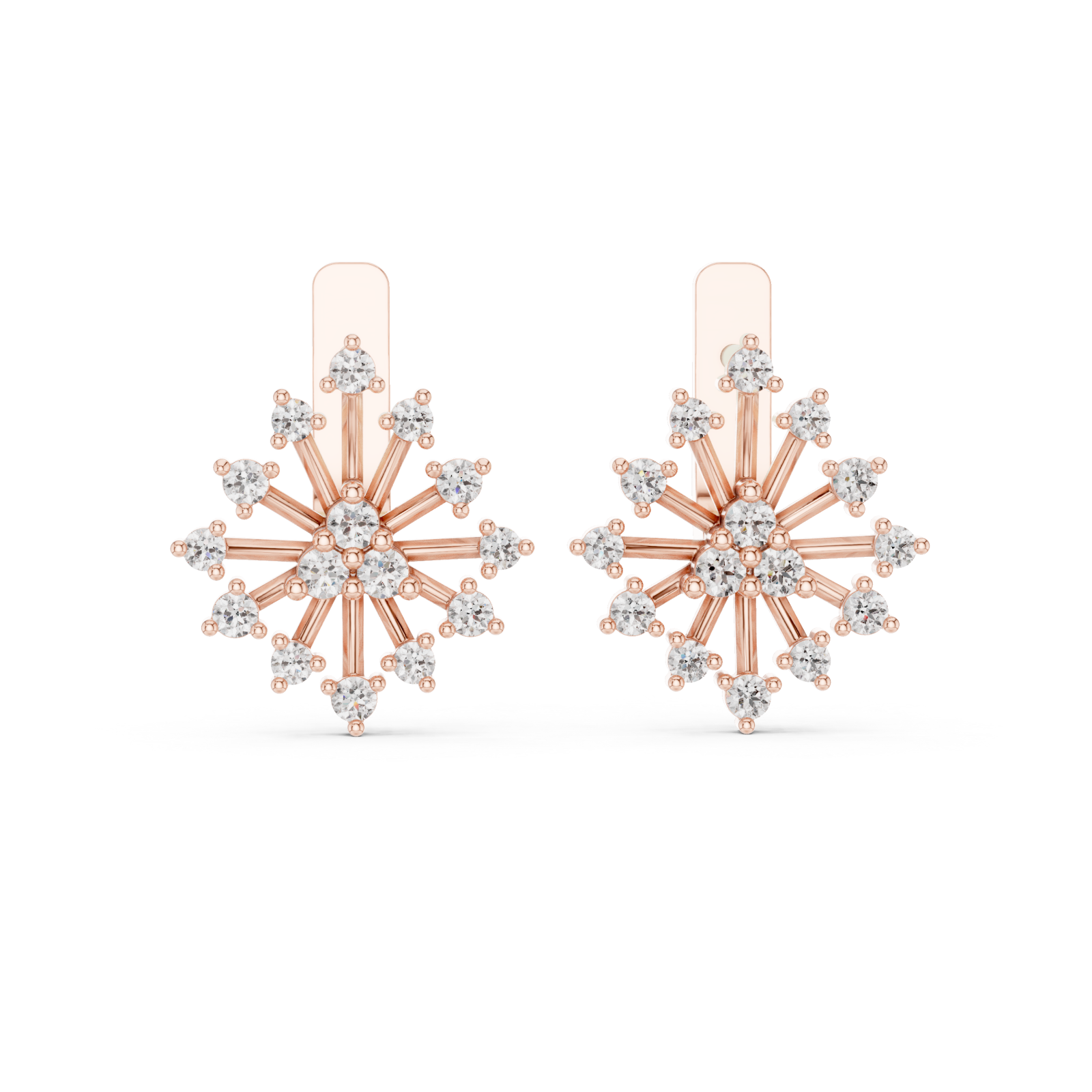  Rose Gold Luminous Starburst Elegant Earrings Front View