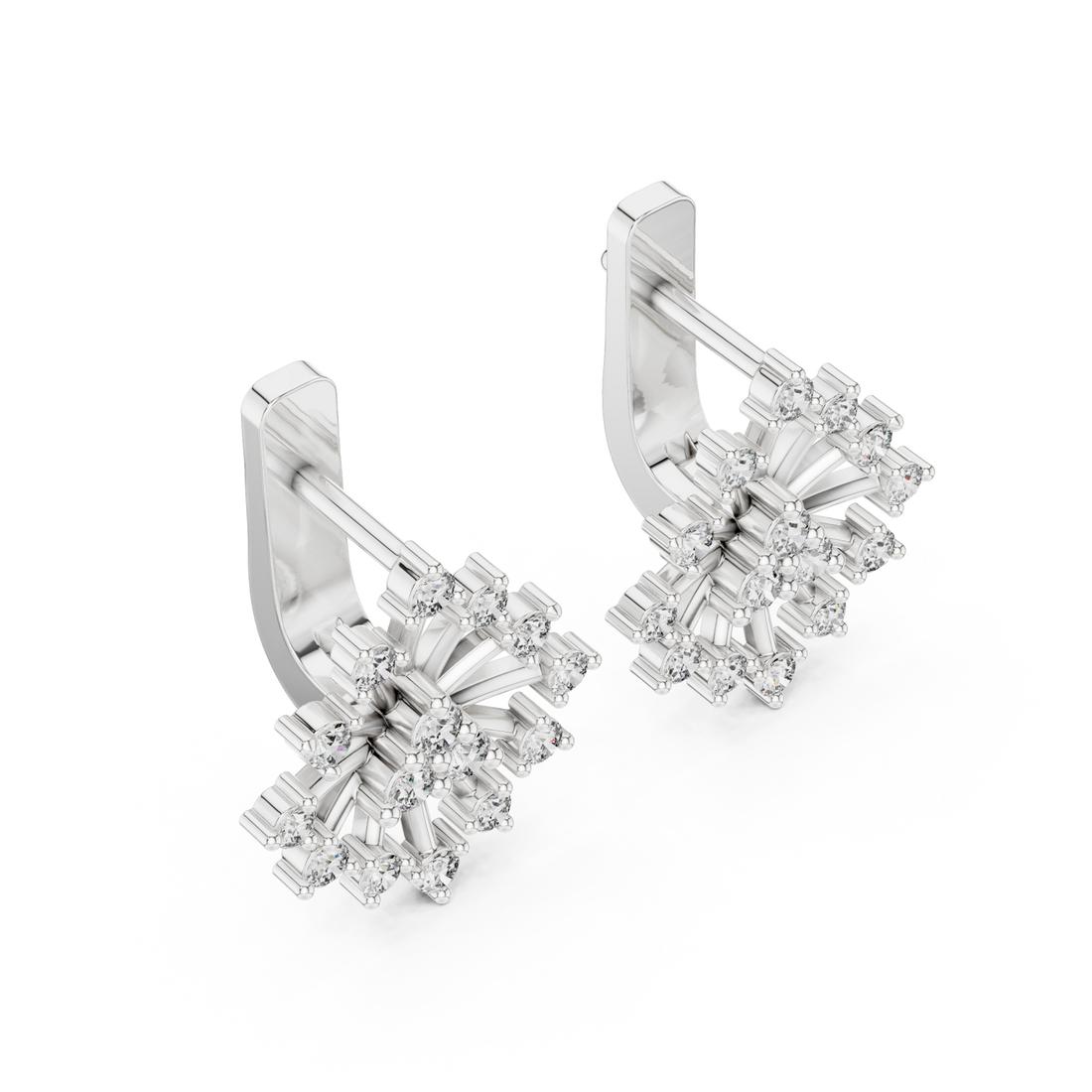  White Gold Luminous Starburst Elegant Earrings Right View