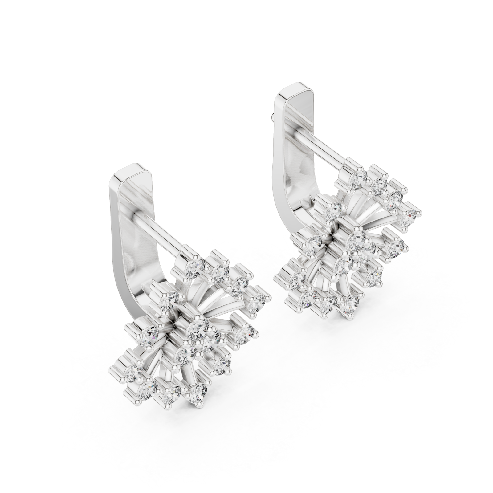  White Gold Luminous Starburst Elegant Earrings Right View