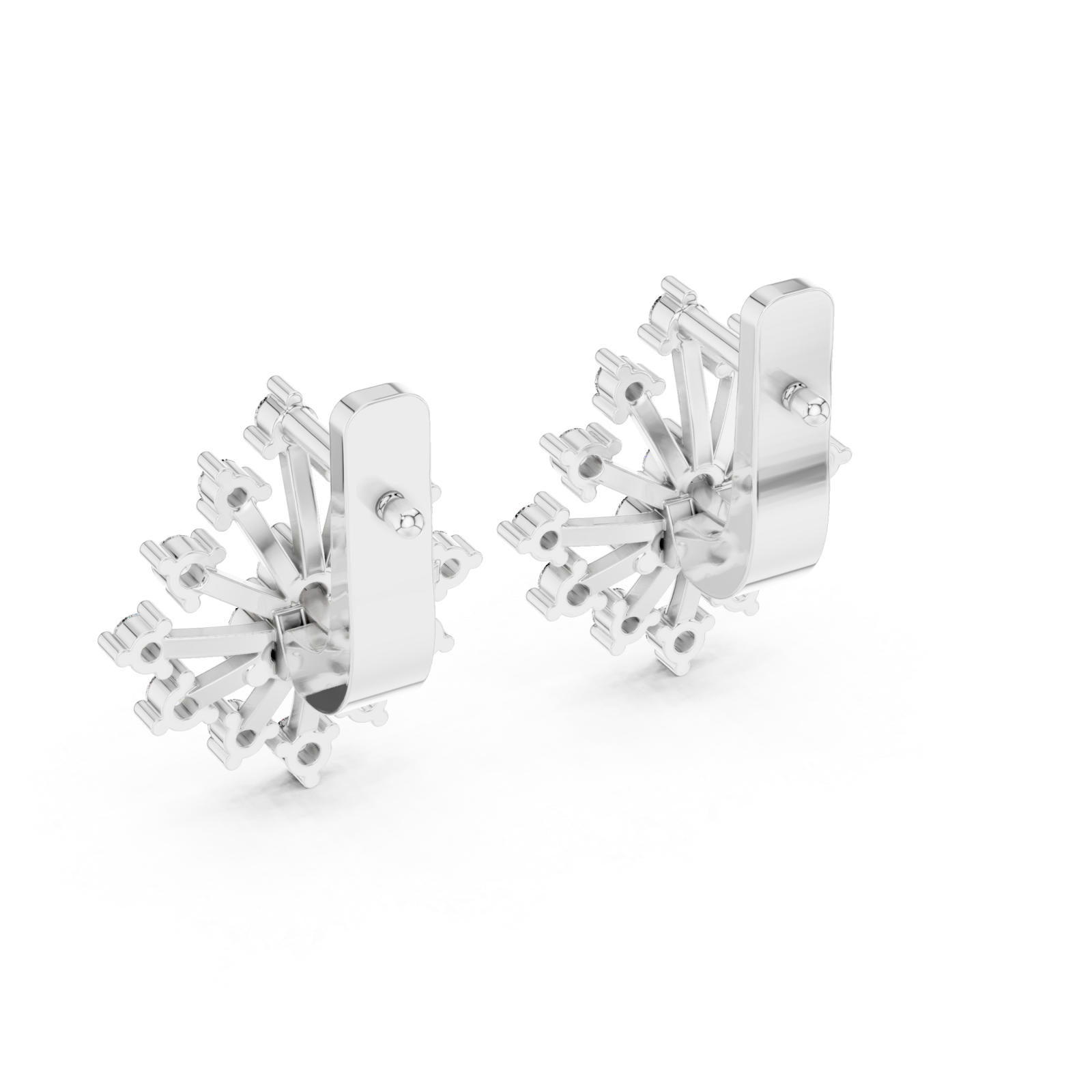  White Gold Luminous Starburst Elegant Earrings Side View