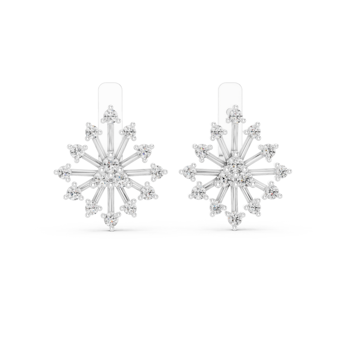  White Gold Luminous Starburst Elegant Earrings Right View