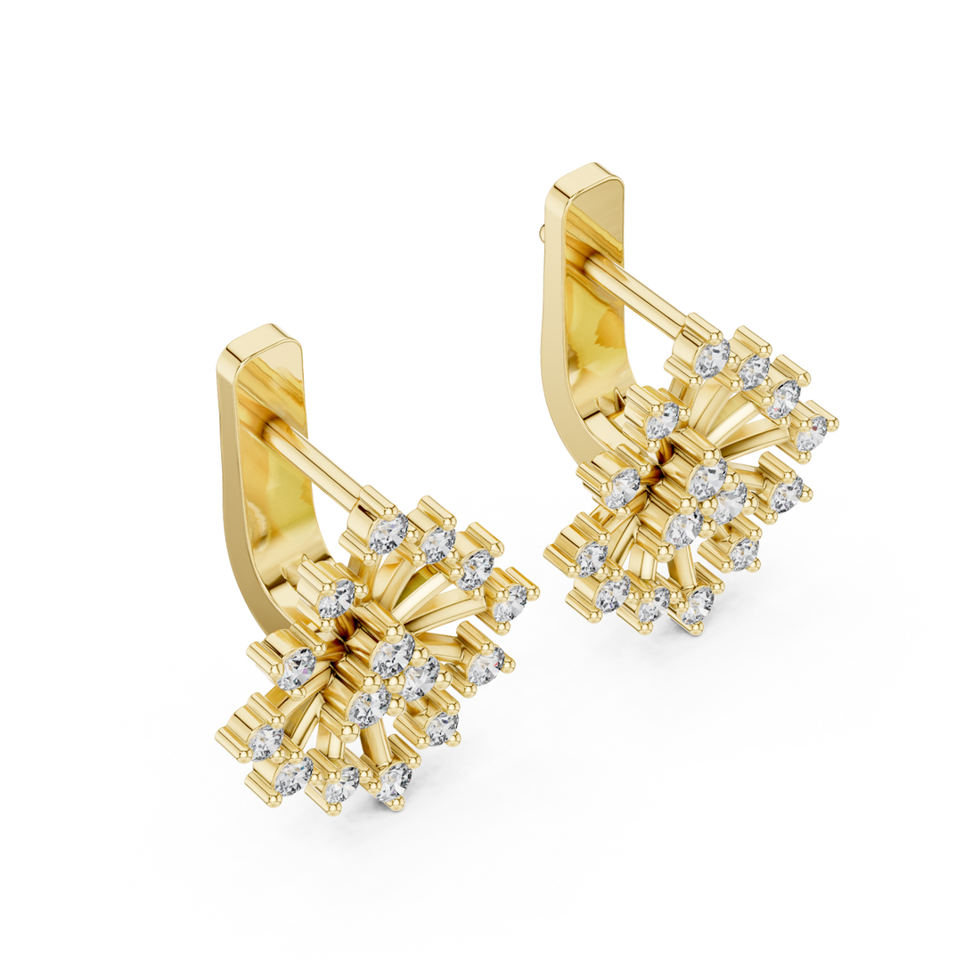Gold Luminous Starburst Elegant Earrings Right View