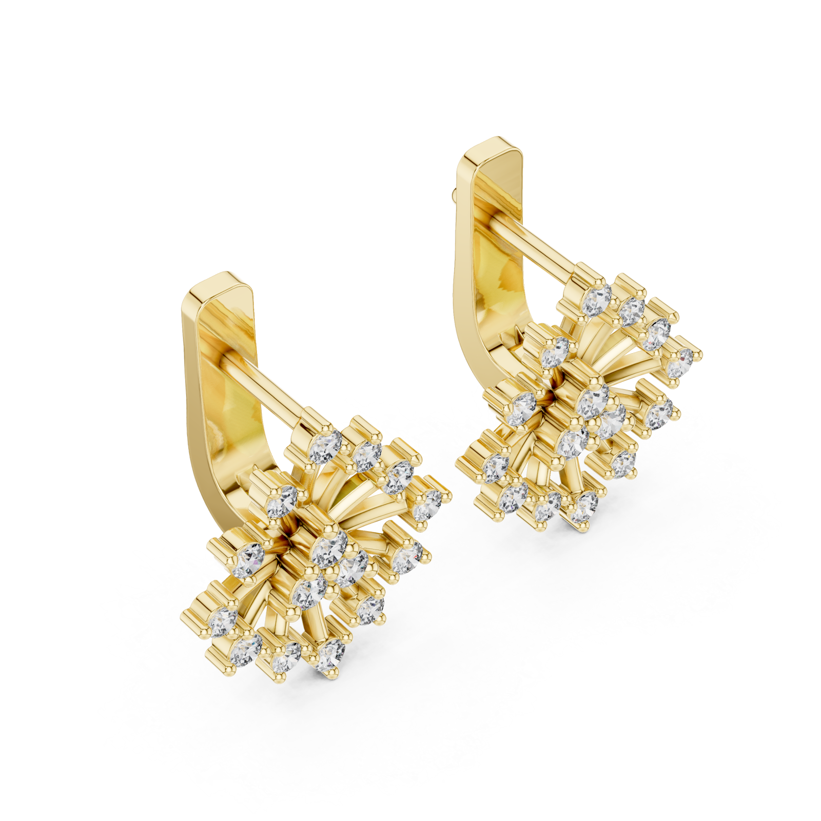 Gold Luminous Starburst Elegant Earrings Right View