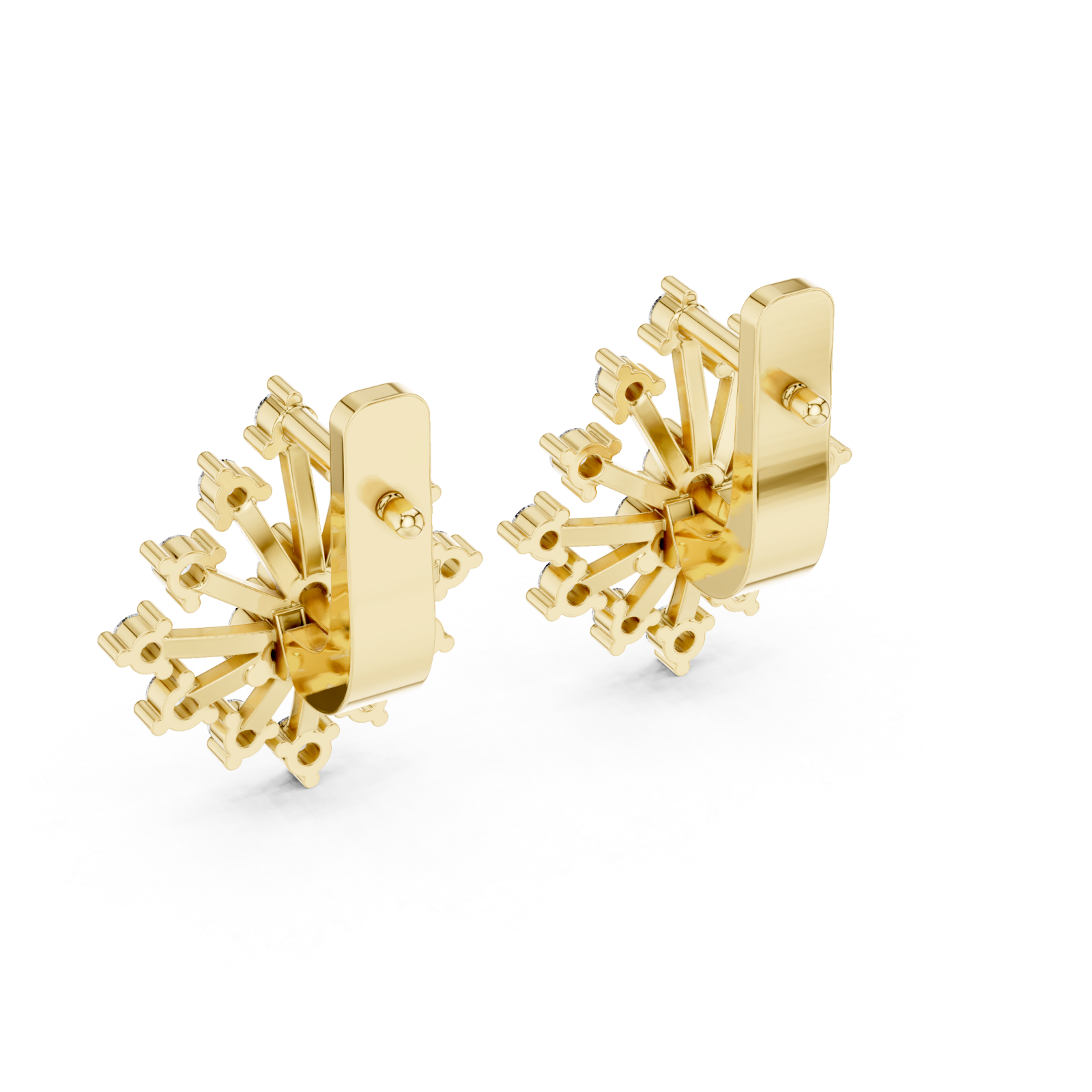  Gold Luminous Starburst Elegant Earrings Side View