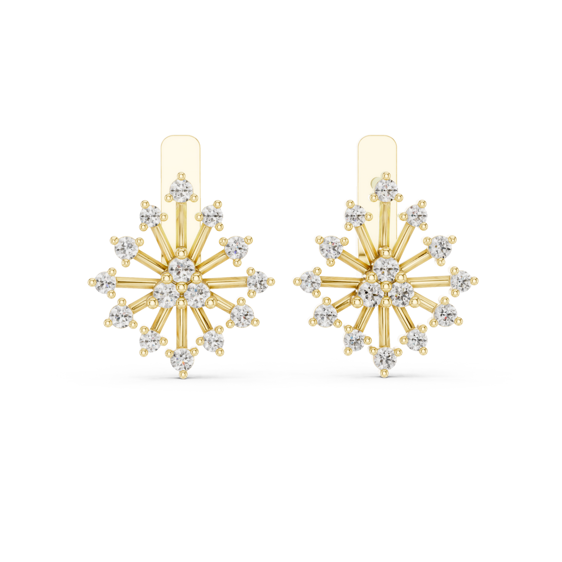 Gold Luminous Starburst Elegant Earrings Right View