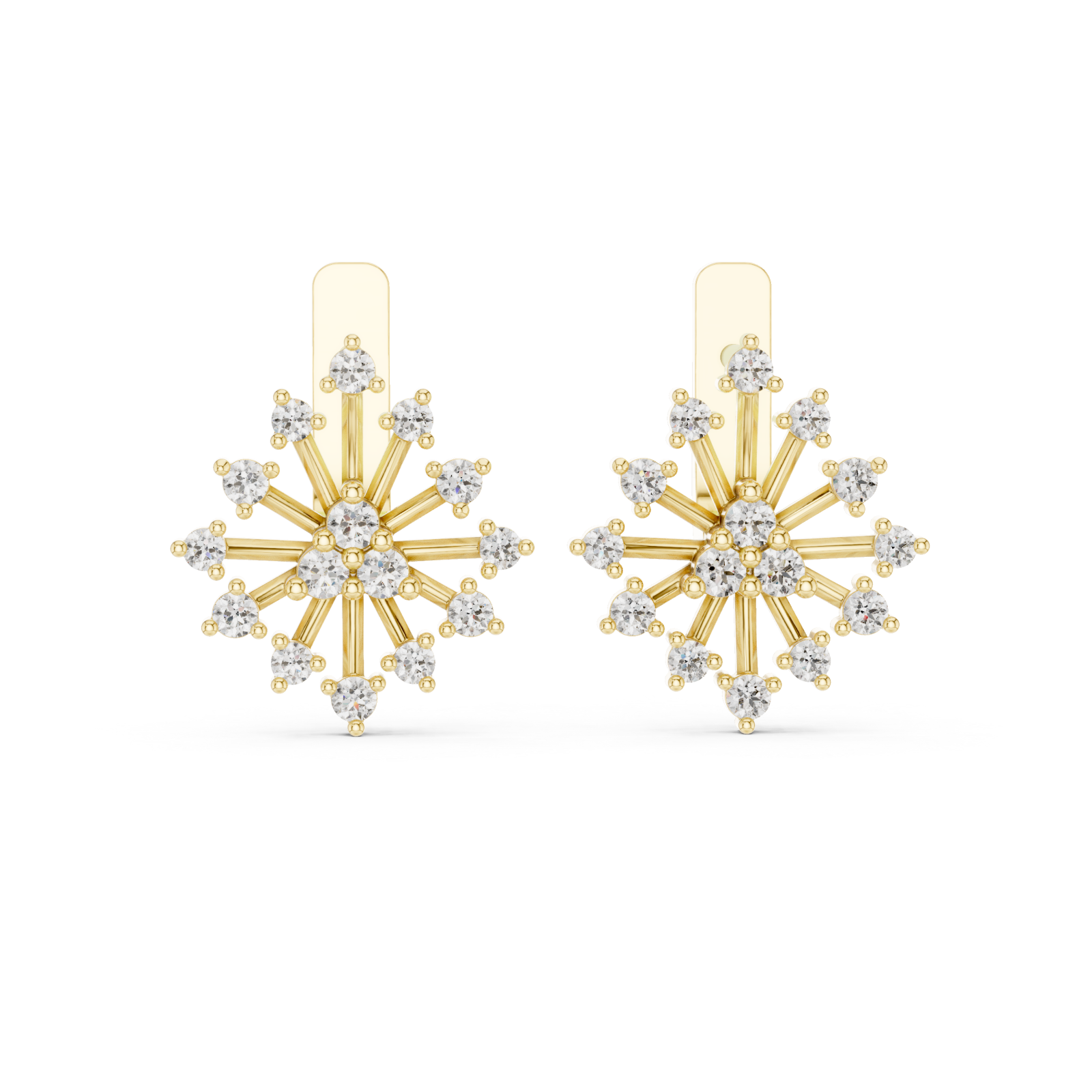  Gold Luminous Starburst Elegant Earrings Front View
