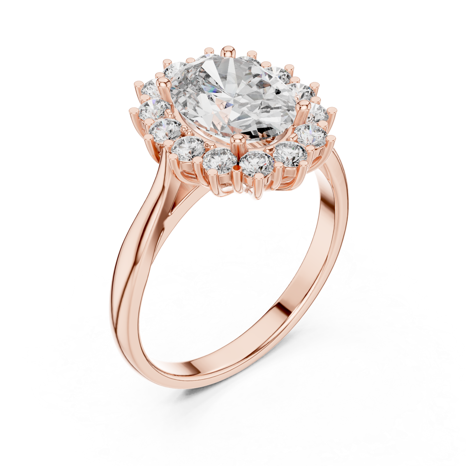  Rose Gold Radiant Bloom Halo Ring Right View