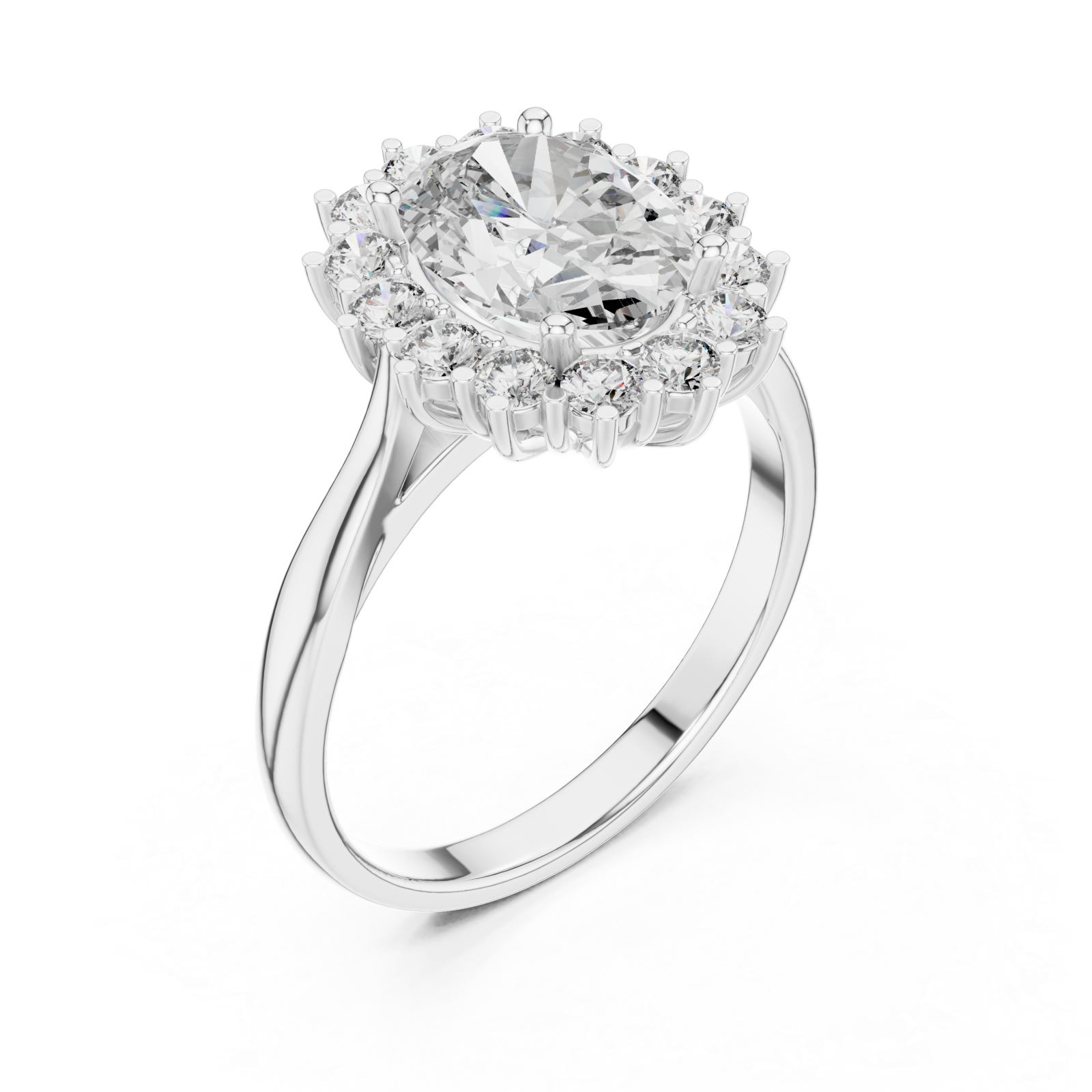  White Gold Radiant Bloom Halo Ring Right View