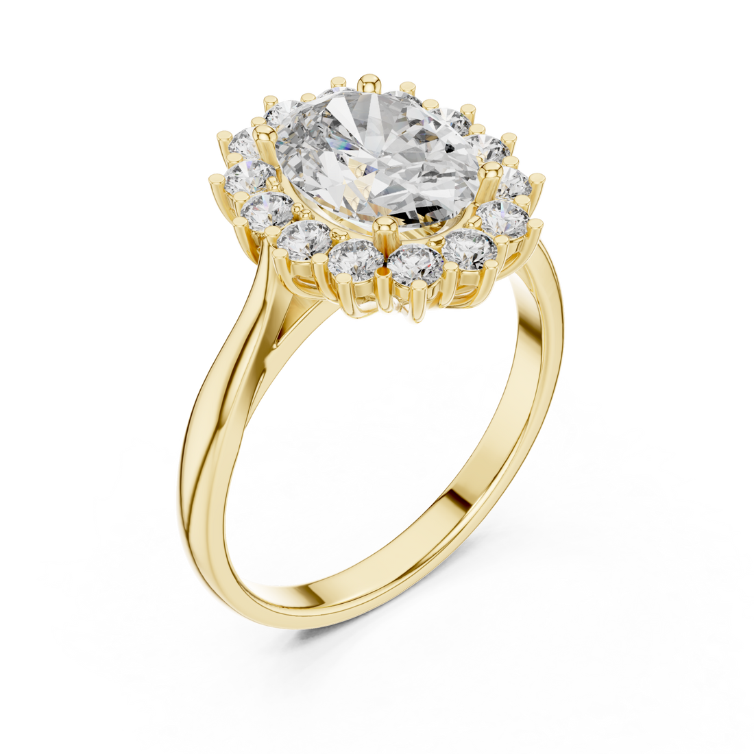 Gold Radiant Bloom Halo Ring Right View