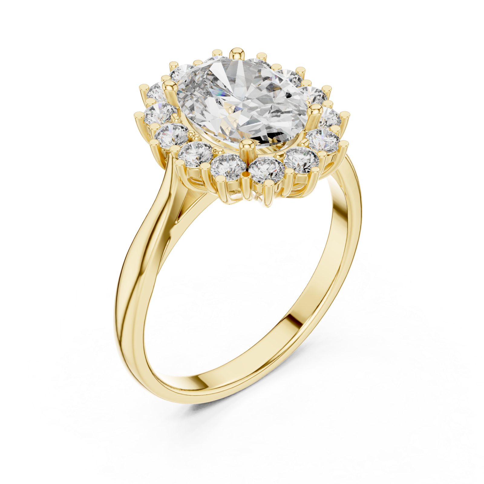 Gold Radiant Bloom Halo Ring Right View