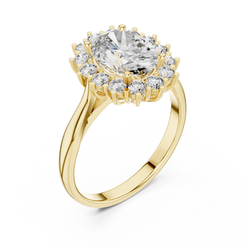 Gold Radiant Bloom Halo Ring Right View