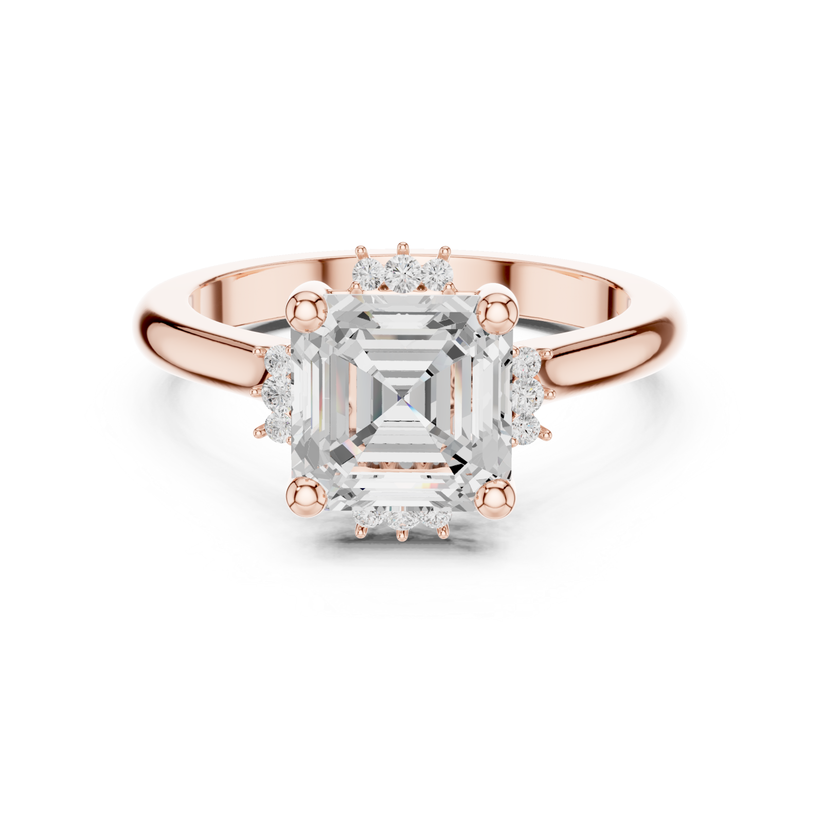  Rose Gold Celestial Radiance Solitaire Ring Front View