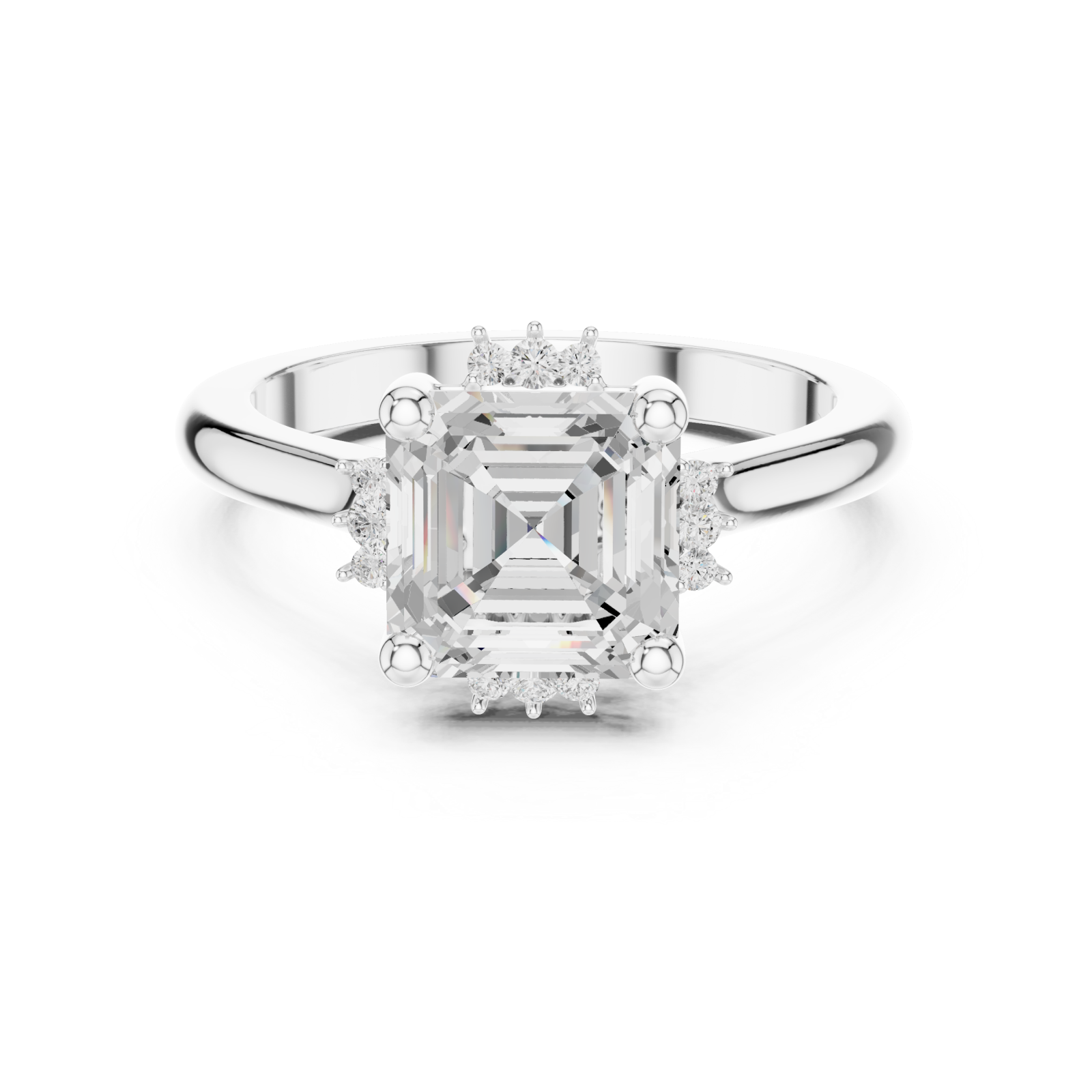  White Gold Celestial Radiance Solitaire Ring Front View