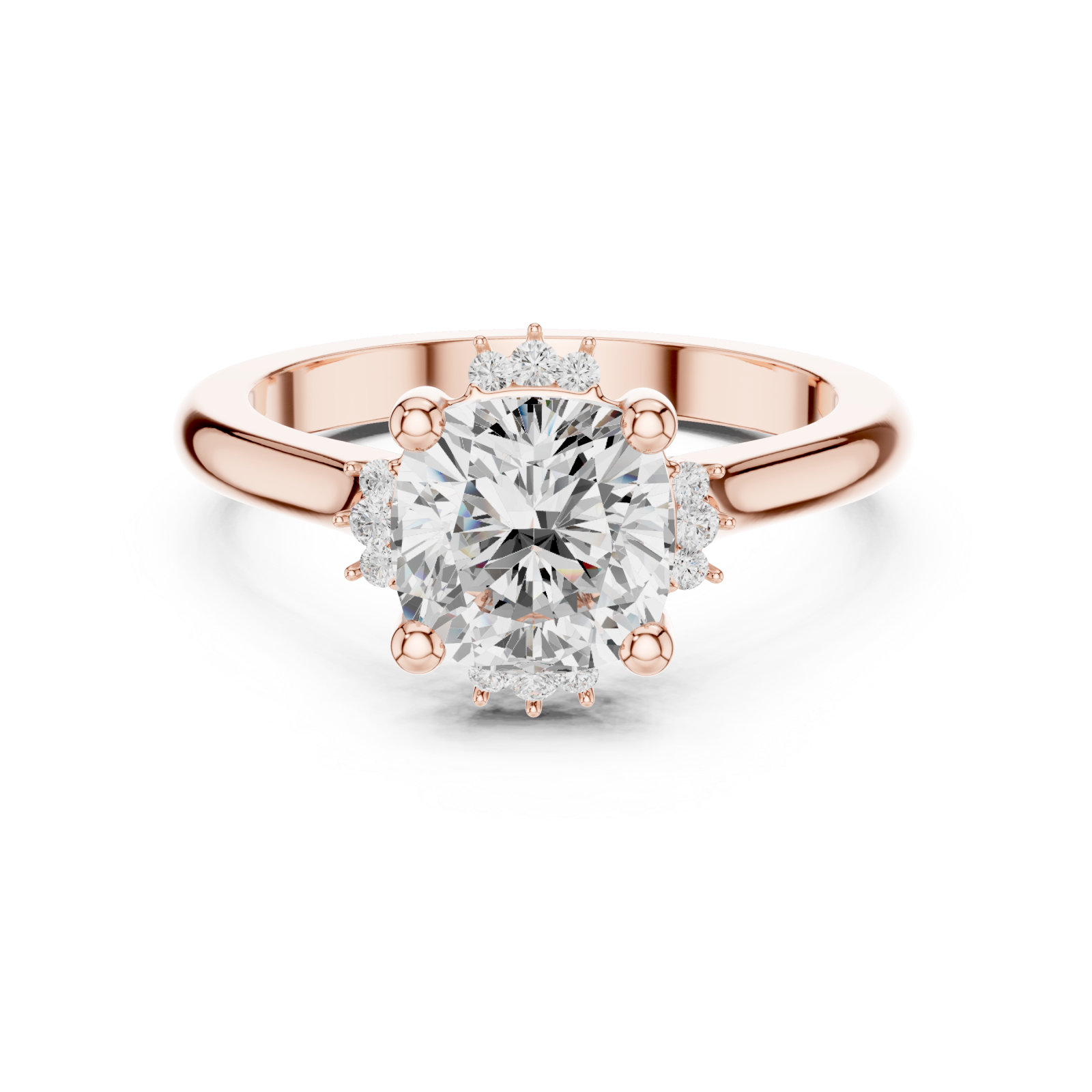  Rose Gold Radiant Fleur Embrace Band Ring Front View