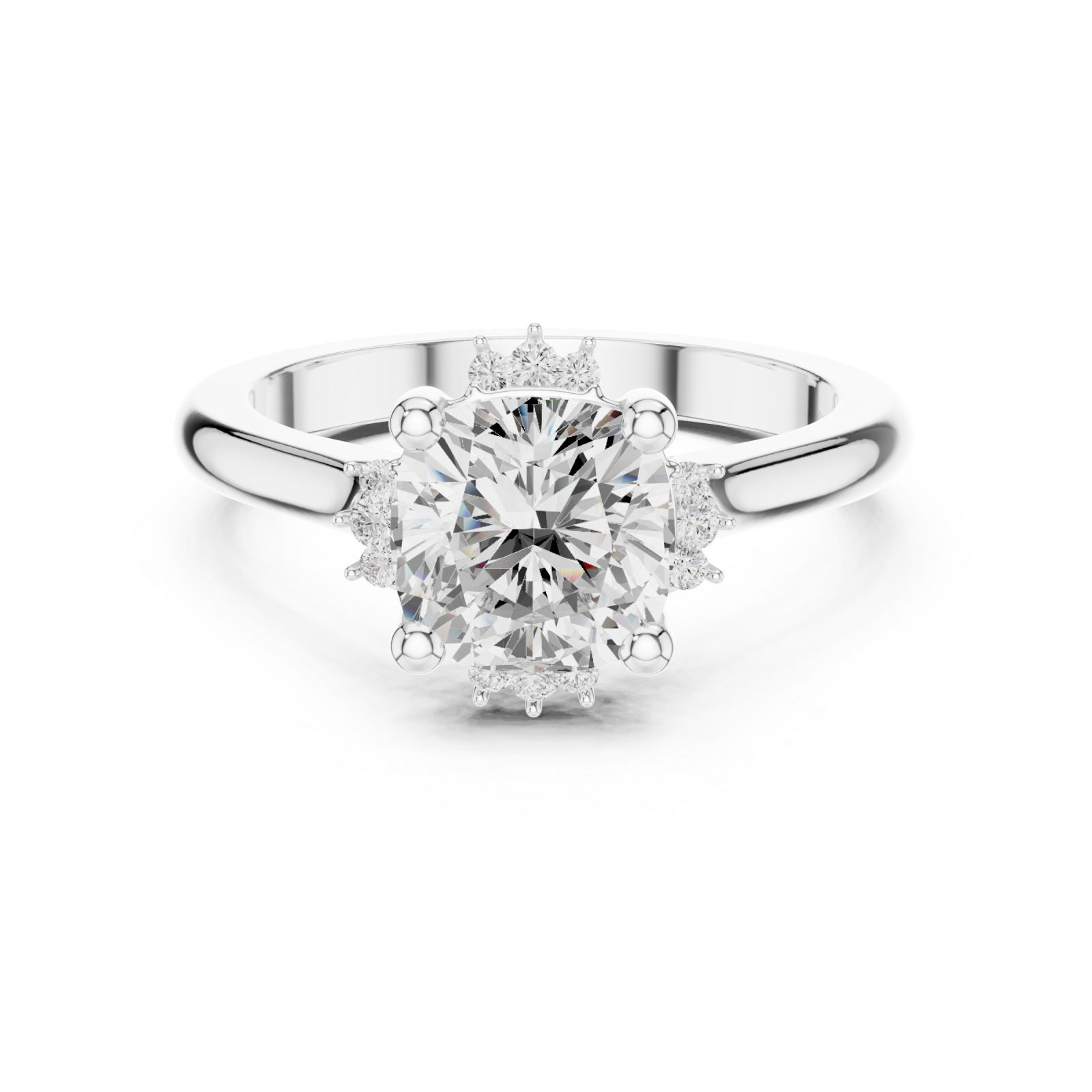  White Gold Radiant Fleur Embrace Band Ring Front View
