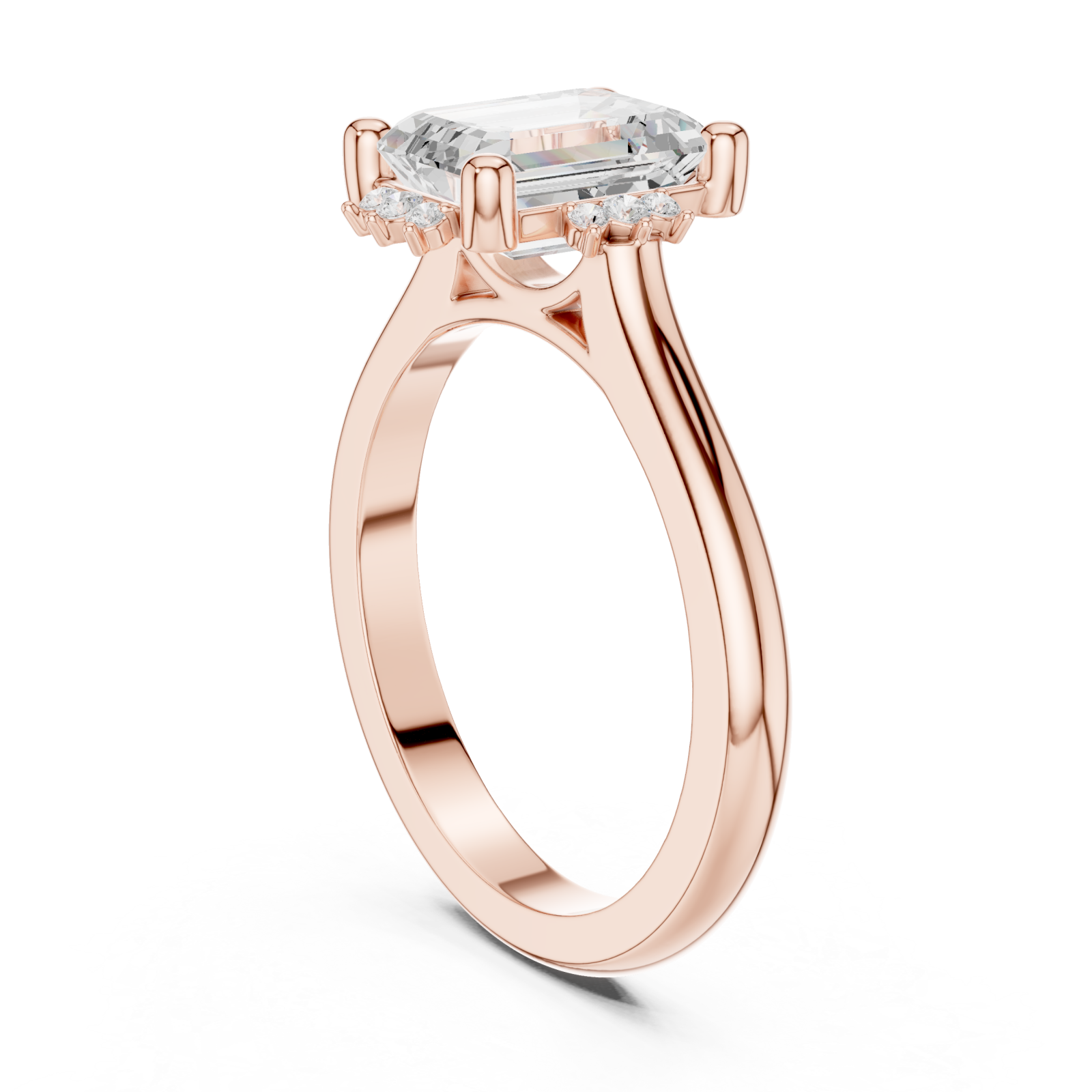  Rose Gold Radiant Halo Elegance Ring Left View