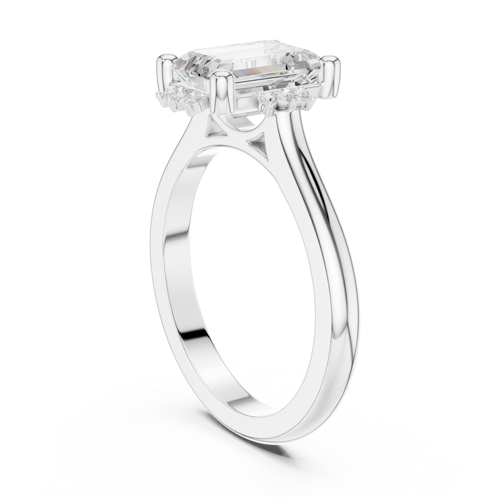  White Gold Radiant Halo Elegance Ring Left View