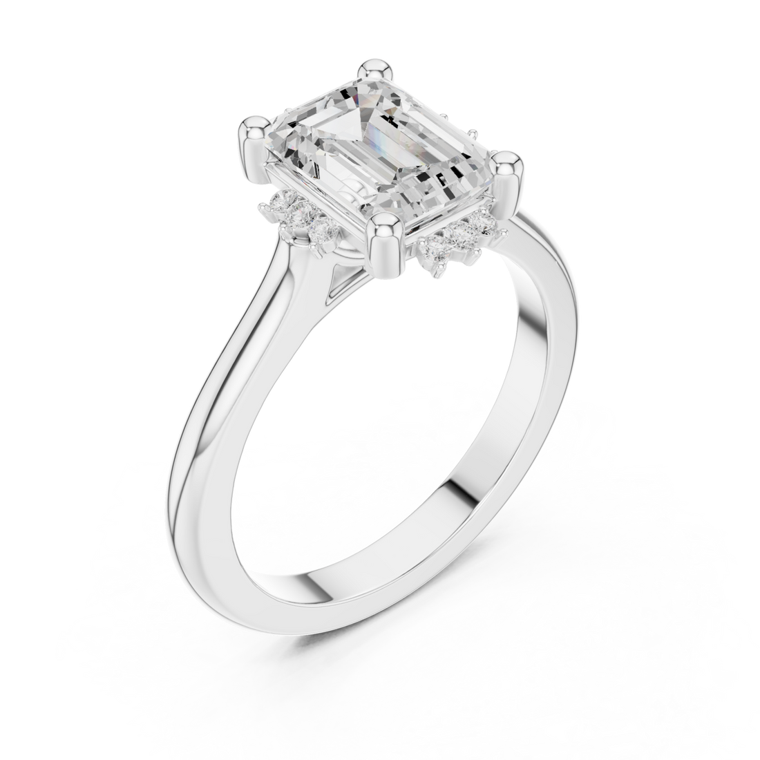  White Gold Radiant Halo Elegance Ring Right View